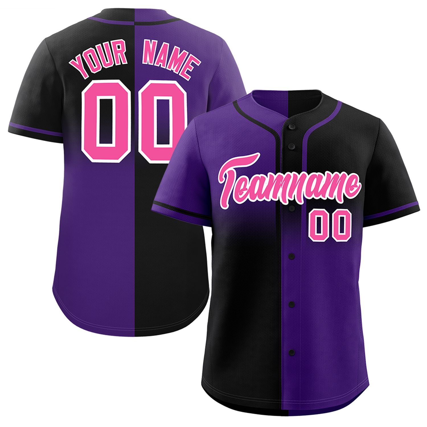 Custom Black Purple Personalized Symmetrical Gradient Design Authentic Baseball Jersey