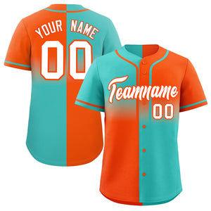 Custom Orange Bright Green Personalized Symmetrical Gradient Design Authentic Baseball Jersey