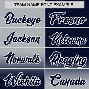 Custom Navy Gray Personalized Symmetrical Gradient Design Authentic Baseball Jersey