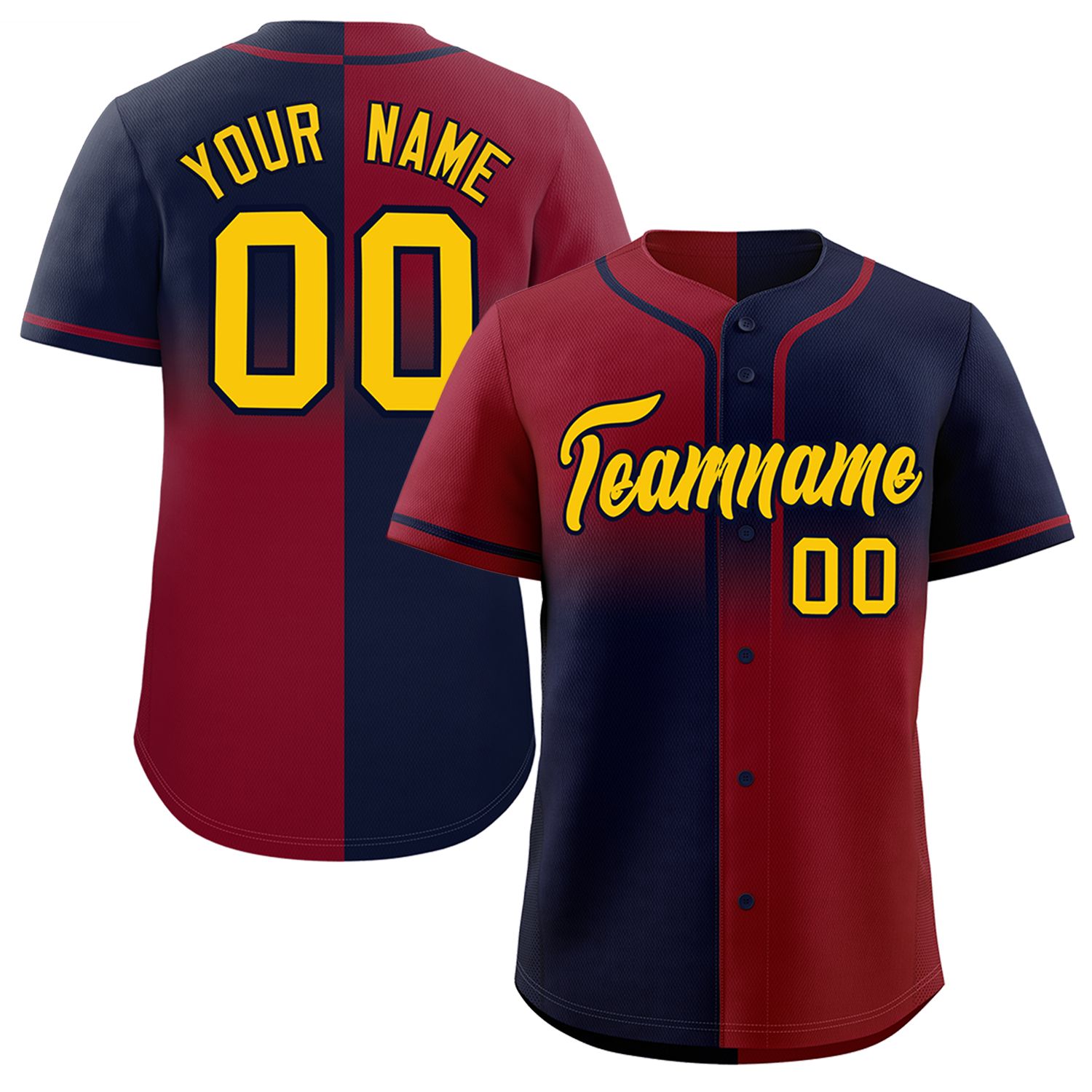 Custom Navy Crimson Personalized Symmetrical Gradient Design Authentic Baseball Jersey