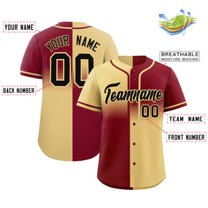 Custom Crimson Khaki Personalized Symmetrical Gradient Design Authentic Baseball Jersey