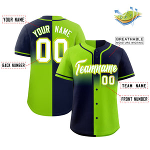 Custom Navy Neon Green Personalized Symmetrical Gradient Design Authentic Baseball Jersey