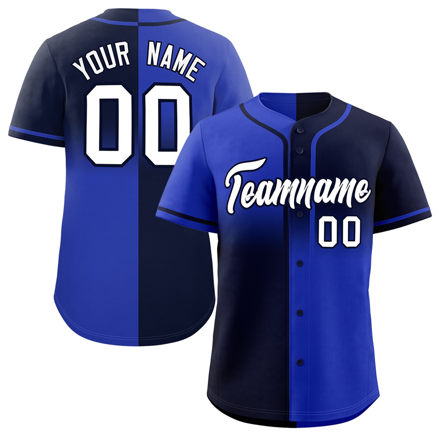 Custom Navy Royal Personalized Symmetrical Gradient Design Authentic Baseball Jersey