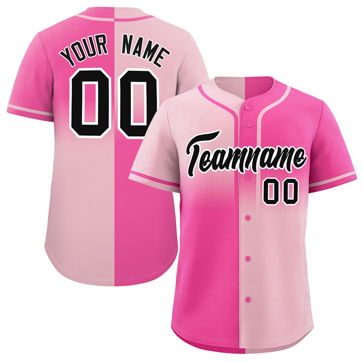 Custom Pink Light Pink Personalized Symmetrical Gradient Design Authentic Baseball Jersey