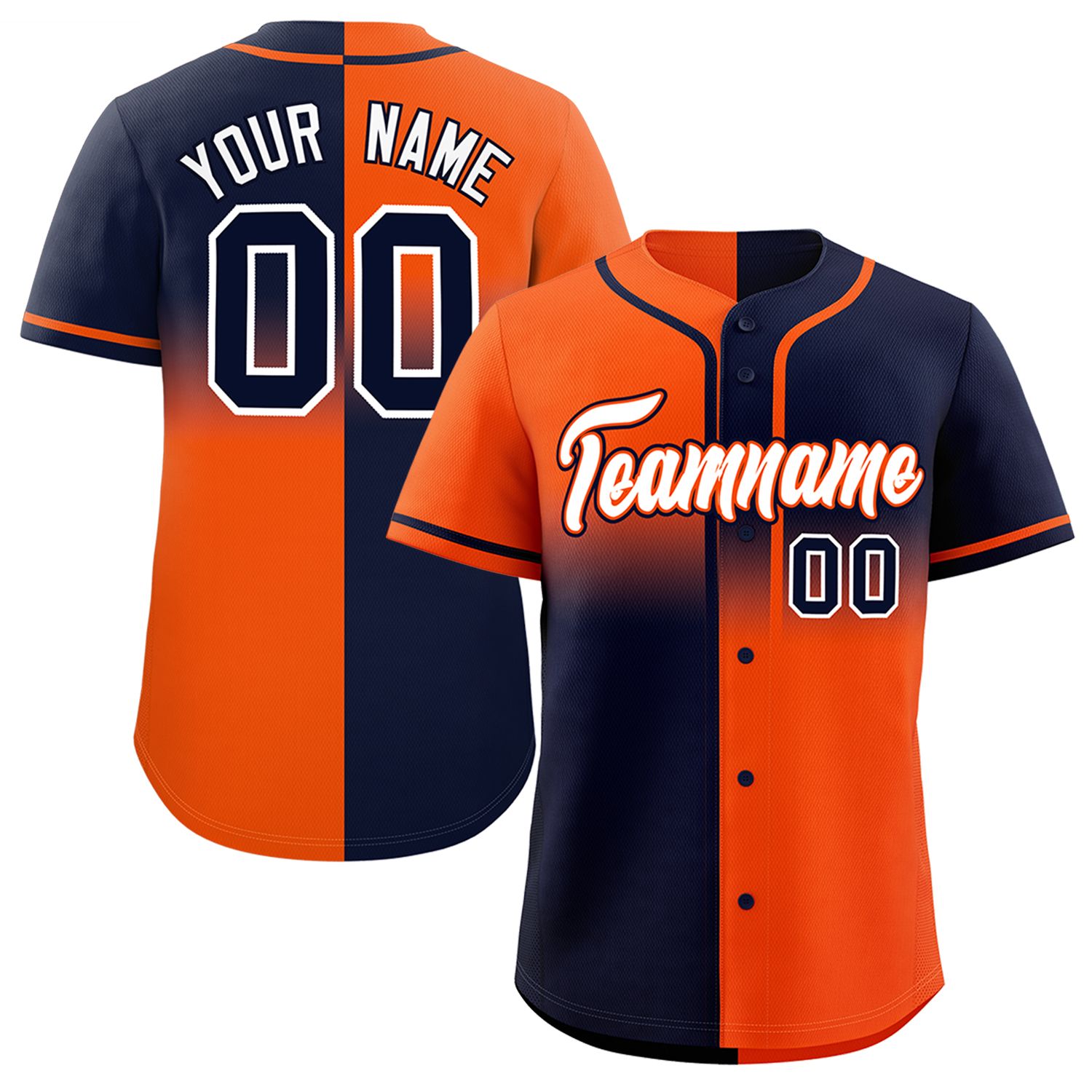 Custom Navy Orange Personalized Symmetrical Gradient Design Authentic Baseball Jersey