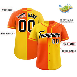 Custom Orange Gold Personalized Symmetrical Gradient Design Authentic Baseball Jersey