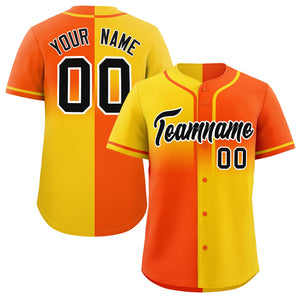 Custom Orange Gold Personalized Symmetrical Gradient Design Authentic Baseball Jersey