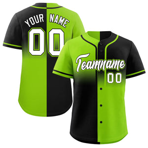 Custom Black Neon Green Personalized Symmetrical Gradient Design Authentic Baseball Jersey