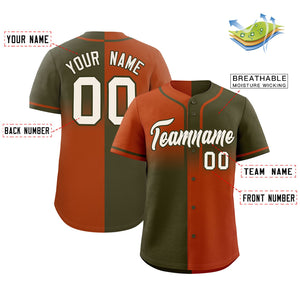 Custom Olive Texas Orange Personalized Symmetrical Gradient Design Authentic Baseball Jersey