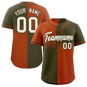 Custom Olive Texas Orange Personalized Symmetrical Gradient Design Authentic Baseball Jersey