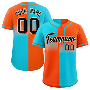 Custom Orange Sky Blue Personalized Symmetrical Gradient Design Authentic Baseball Jersey