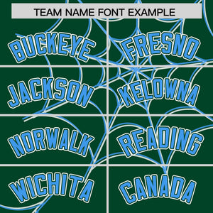 Custom Green-Powder Blue Spider Web Pattern Raglan Sleeves Authentic Baseball Jersey