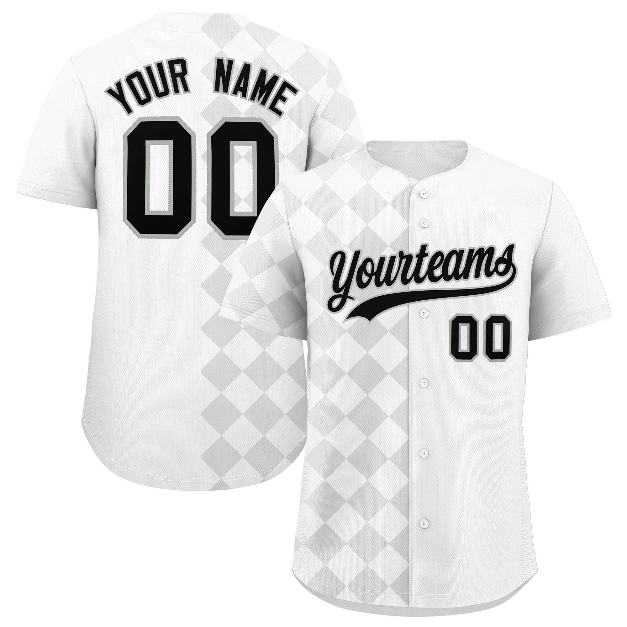 Custom White Rhombus Design Authentic Baseball Jersey