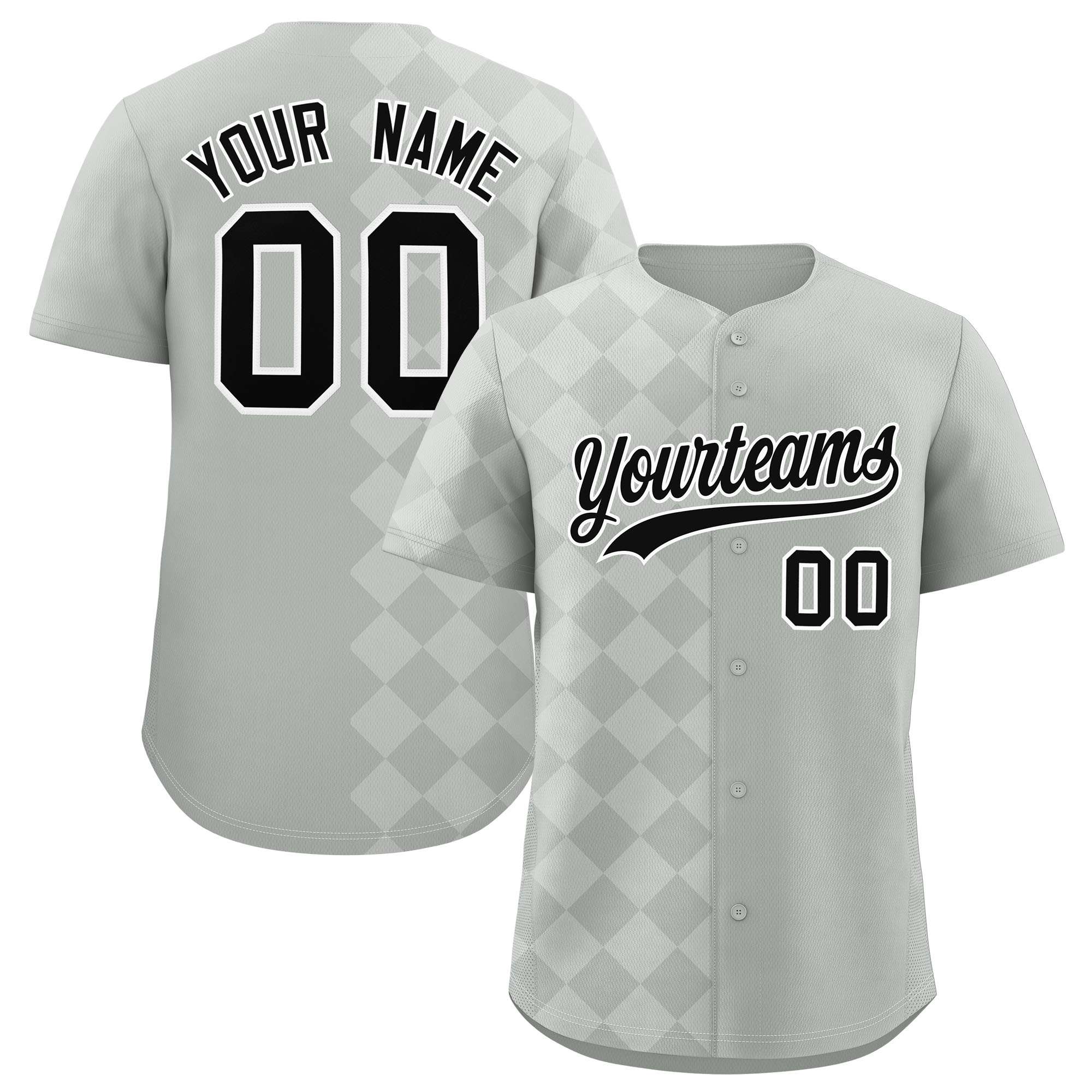 Custom Gray Rhombus Design Authentic Baseball Jersey