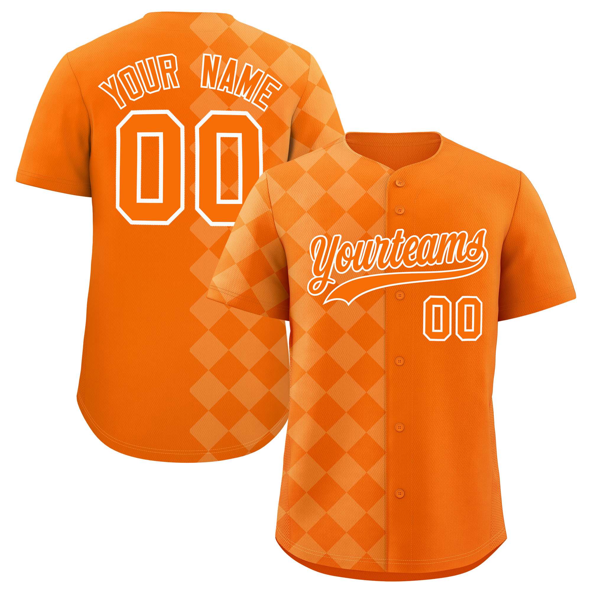 Custom Orange Rhombus Design Authentic Baseball Jersey