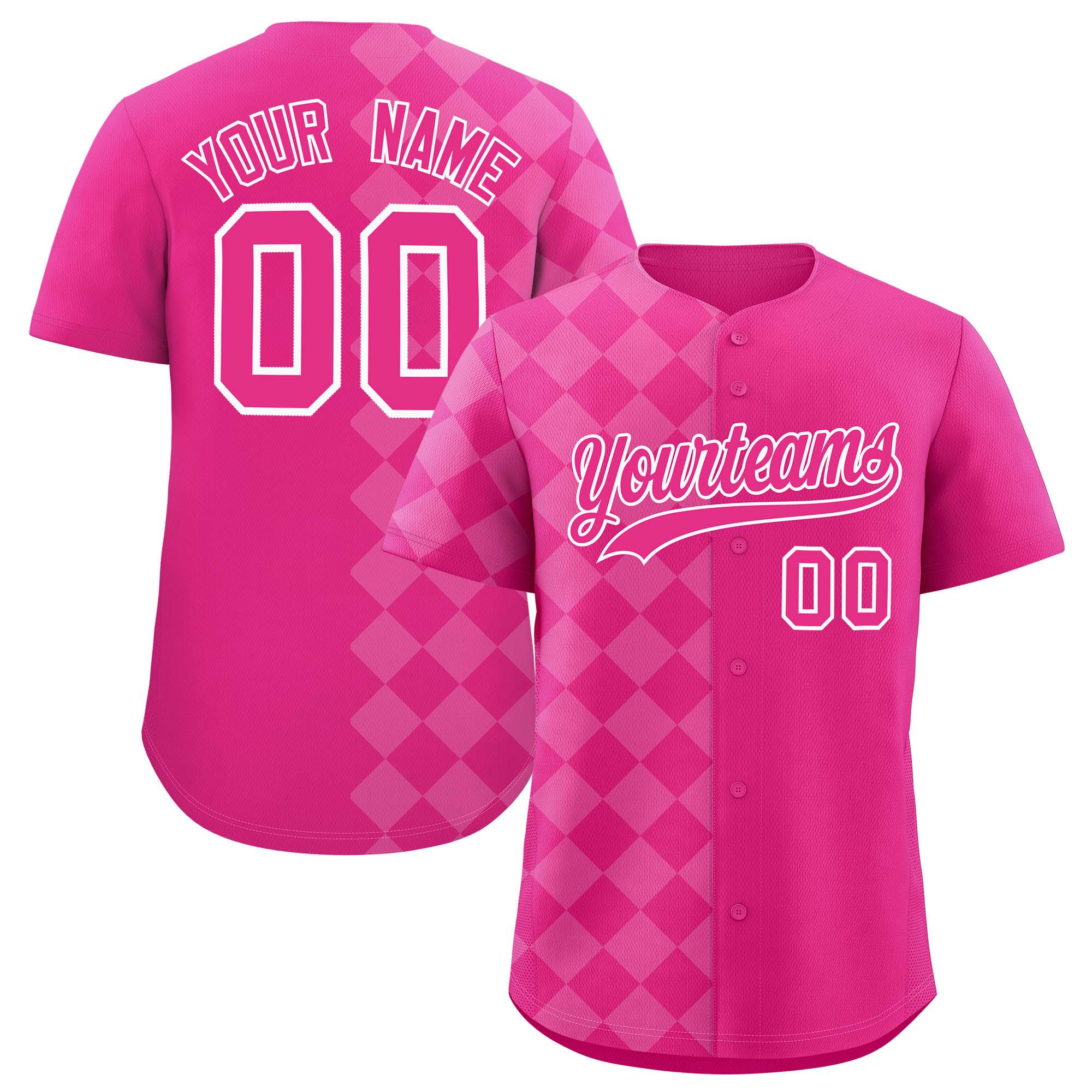 Custom Rose Red Rhombus Design Authentic Baseball Jersey