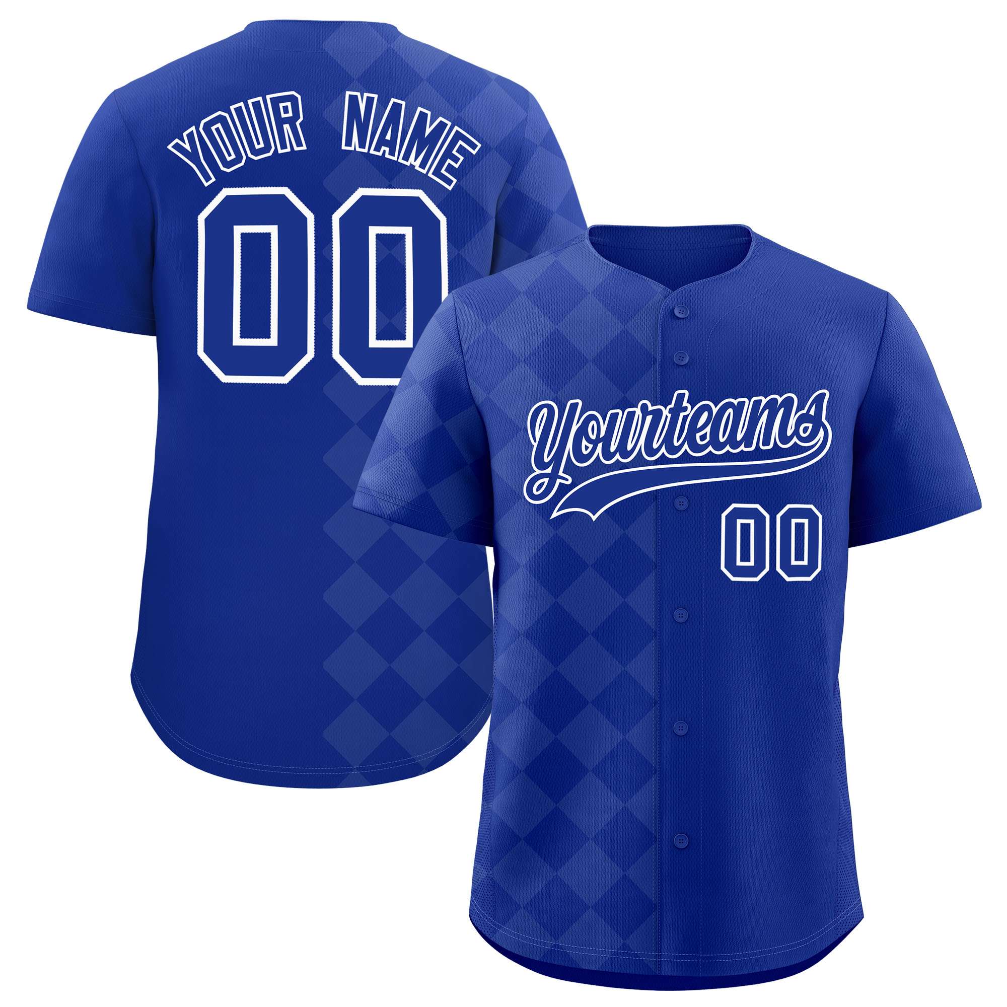 Custom Royal Rhombus Design Authentic Baseball Jersey