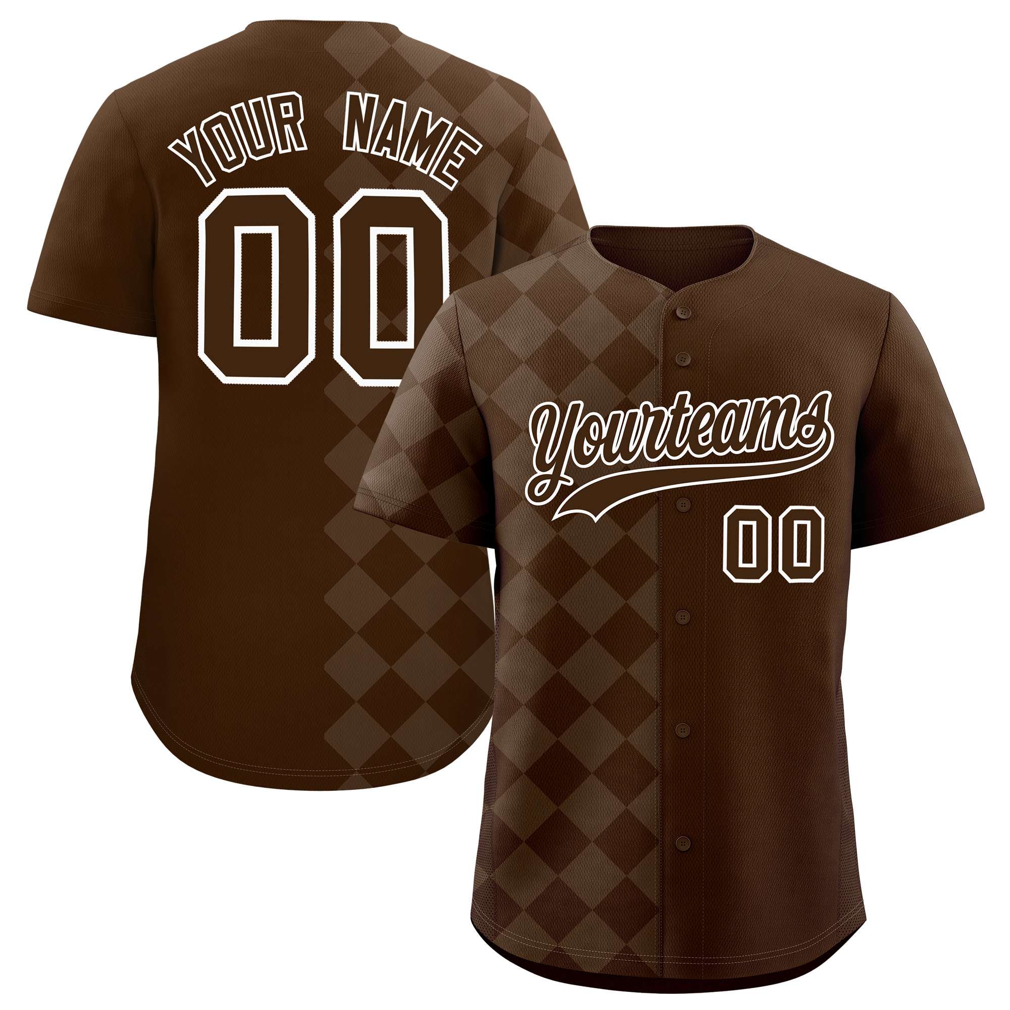 Custom Brown Rhombus Design Authentic Baseball Jersey