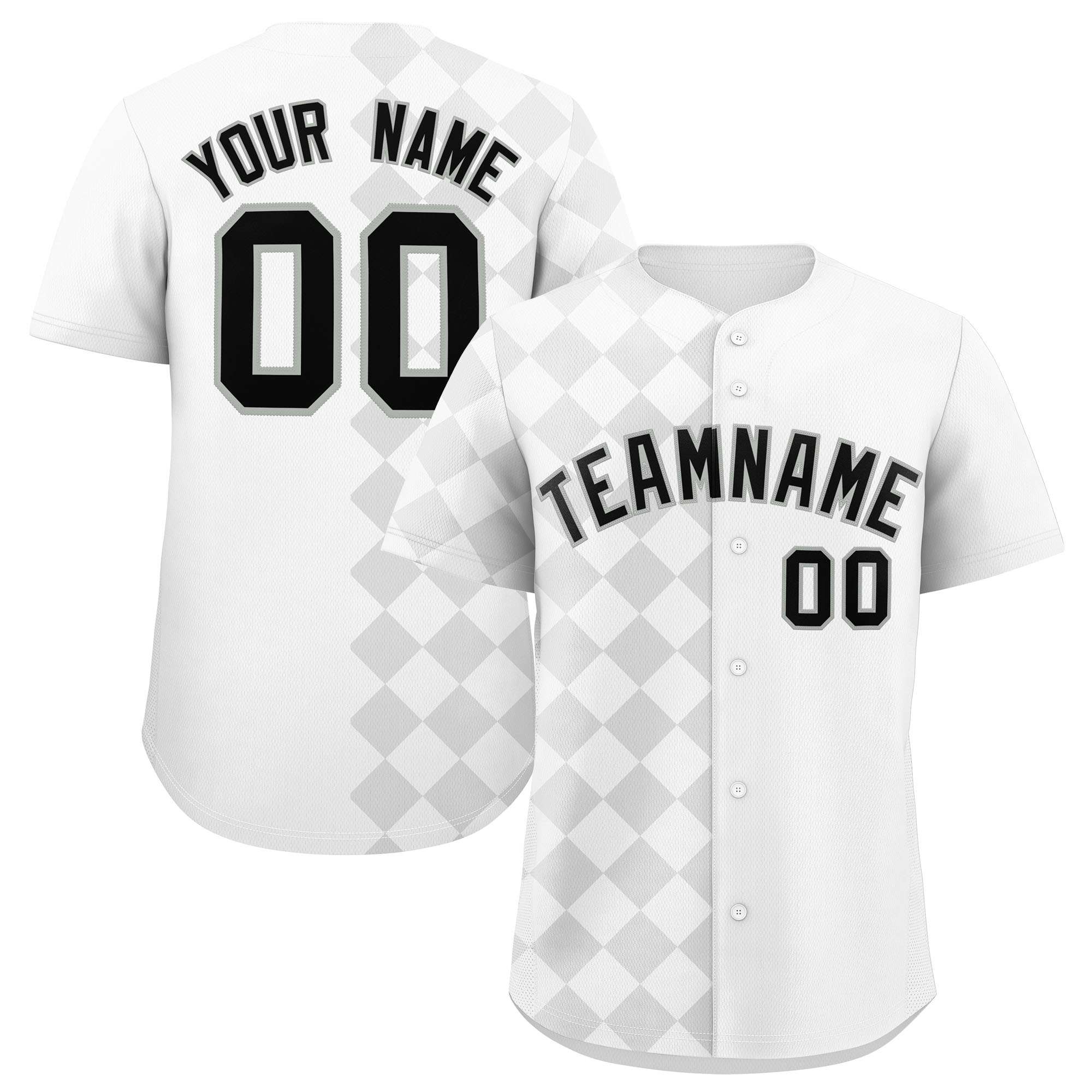 Custom White Rhombus Design Authentic Baseball Jersey