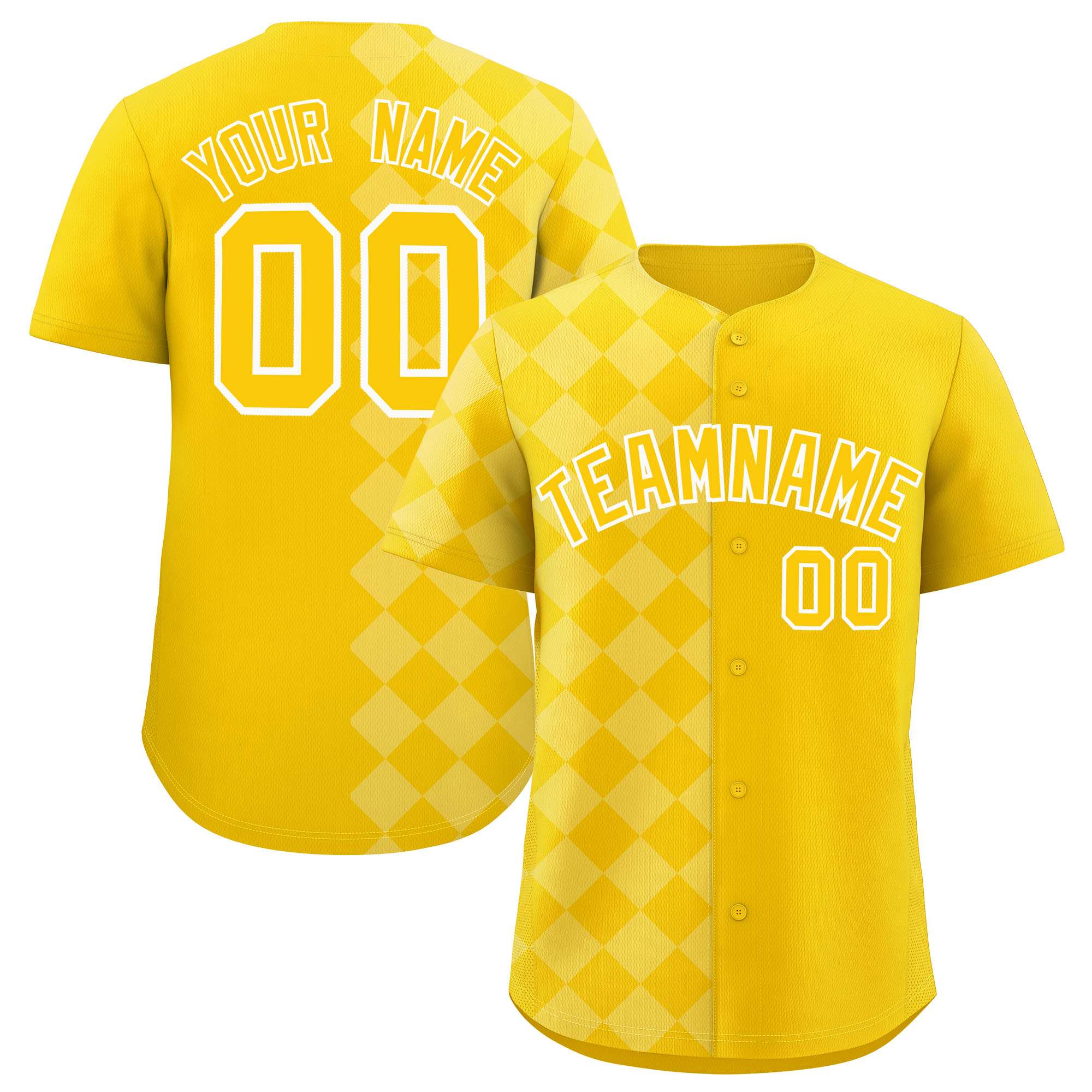 Custom Gold Rhombus Design Authentic Baseball Jersey