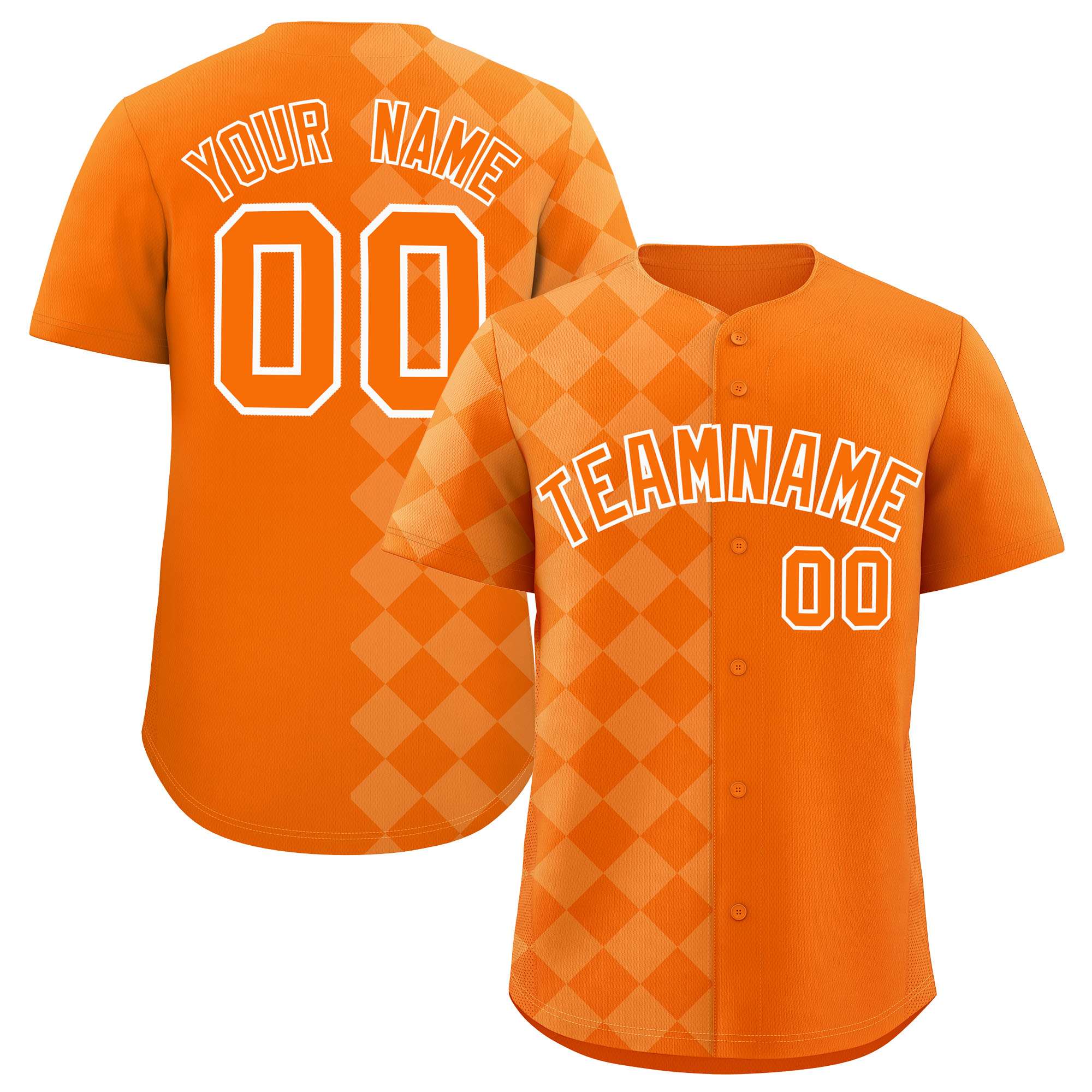 Custom Orange Rhombus Design Authentic Baseball Jersey