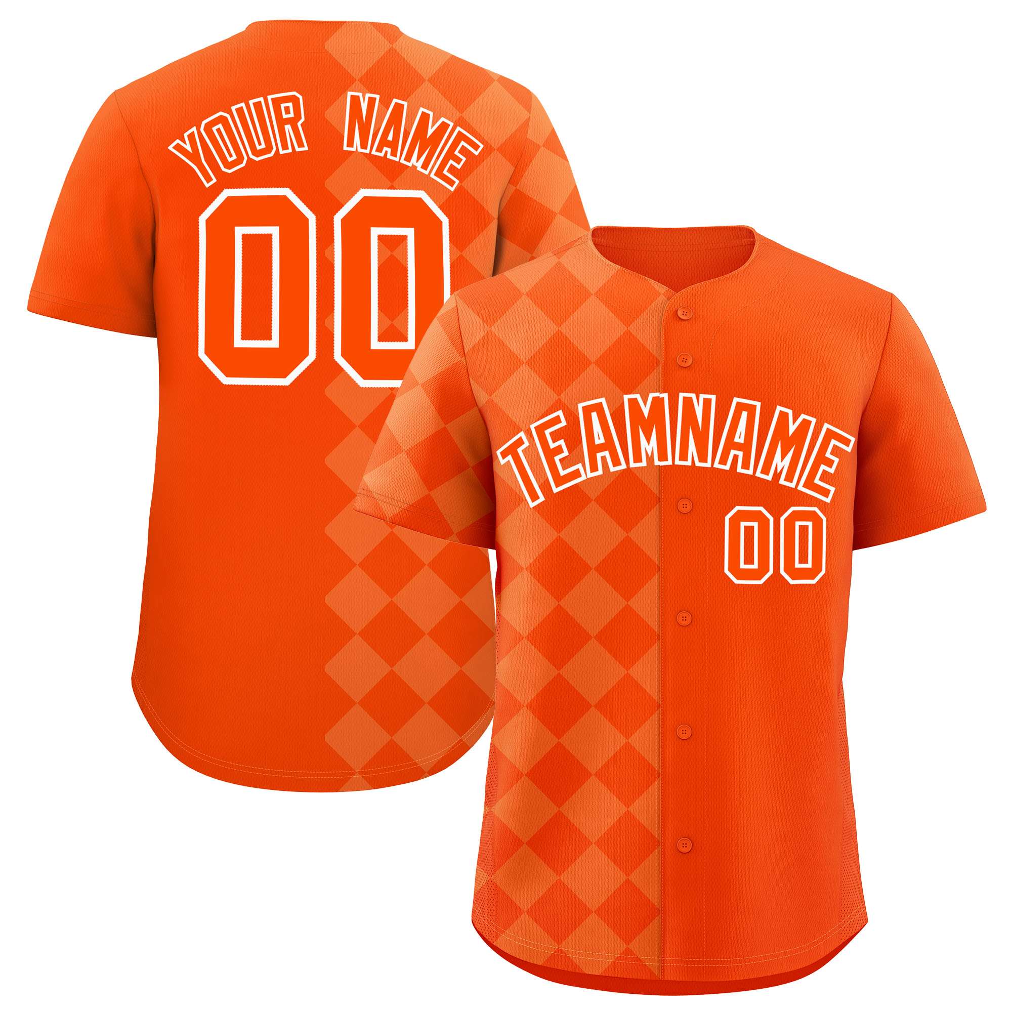 Custom Orange Rhombus Design Authentic Baseball Jersey