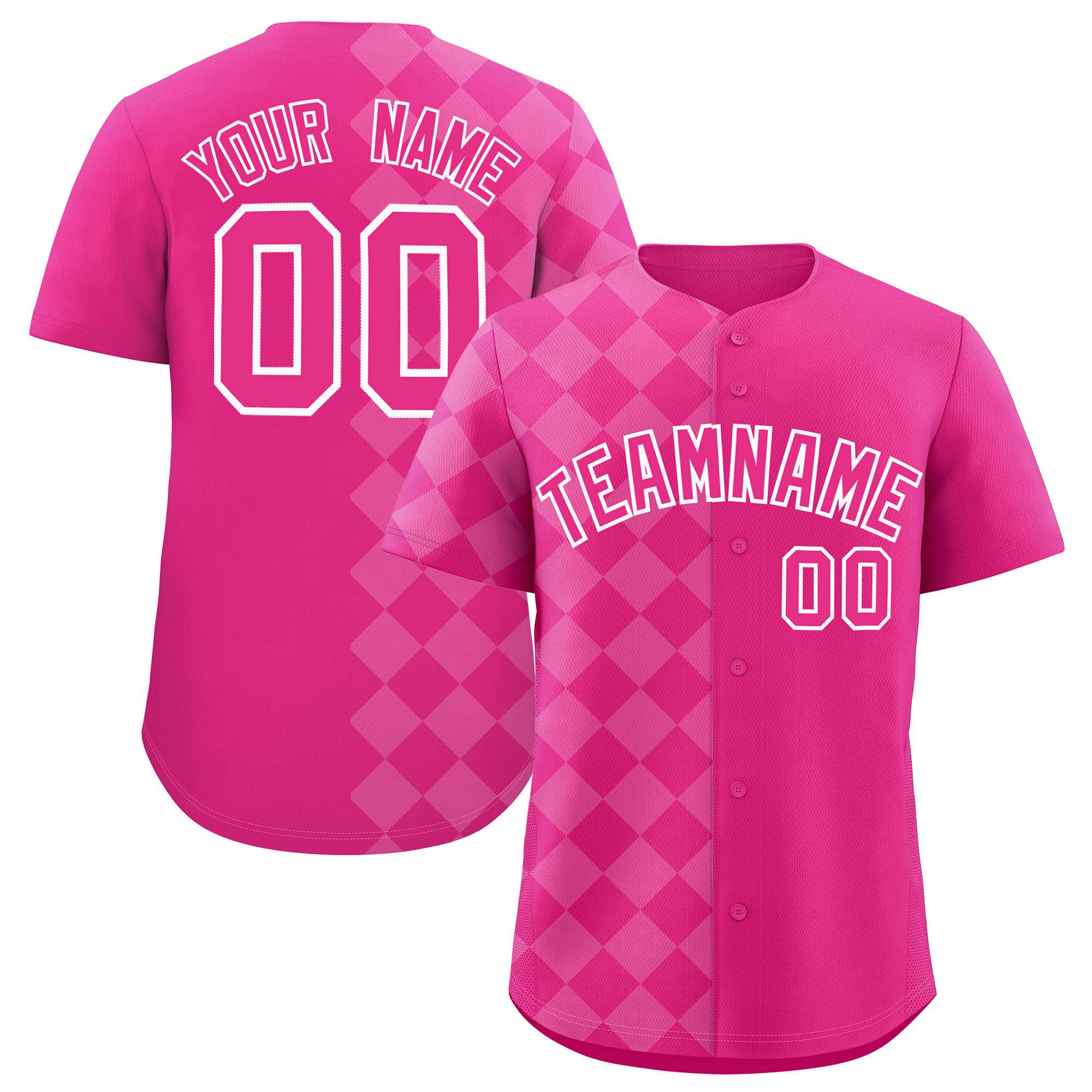 Custom Rose Red Rhombus Design Authentic Baseball Jersey