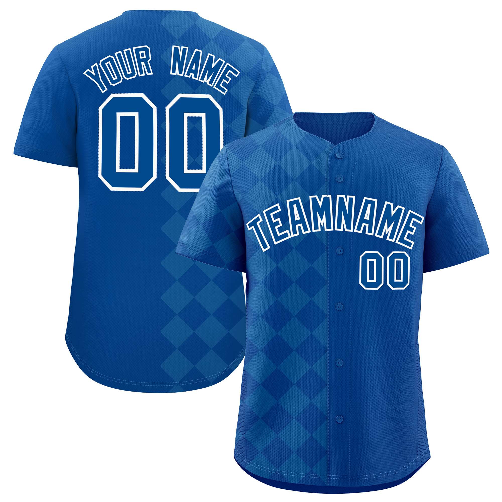 Custom Royal Rhombus Design Authentic Baseball Jersey