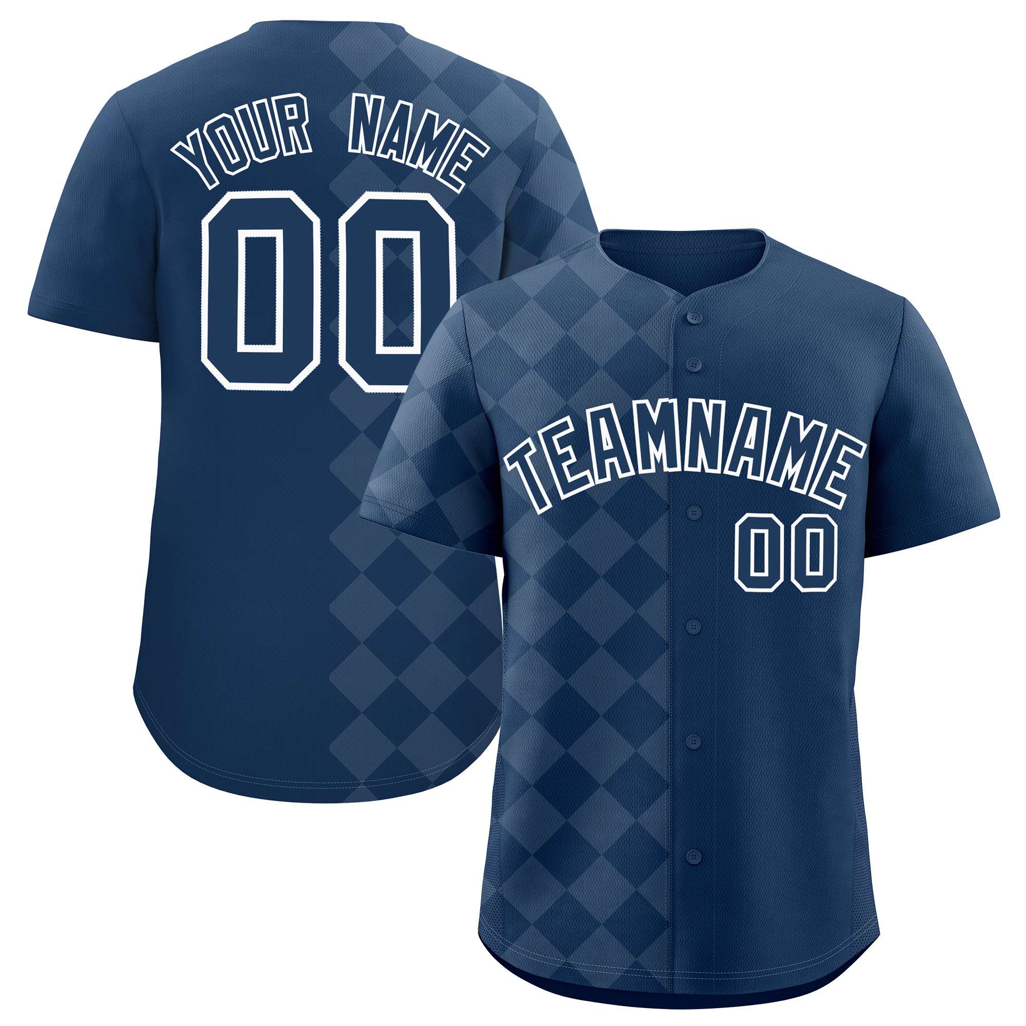 Custom Midnight Blue Rhombus Design Authentic Baseball Jersey