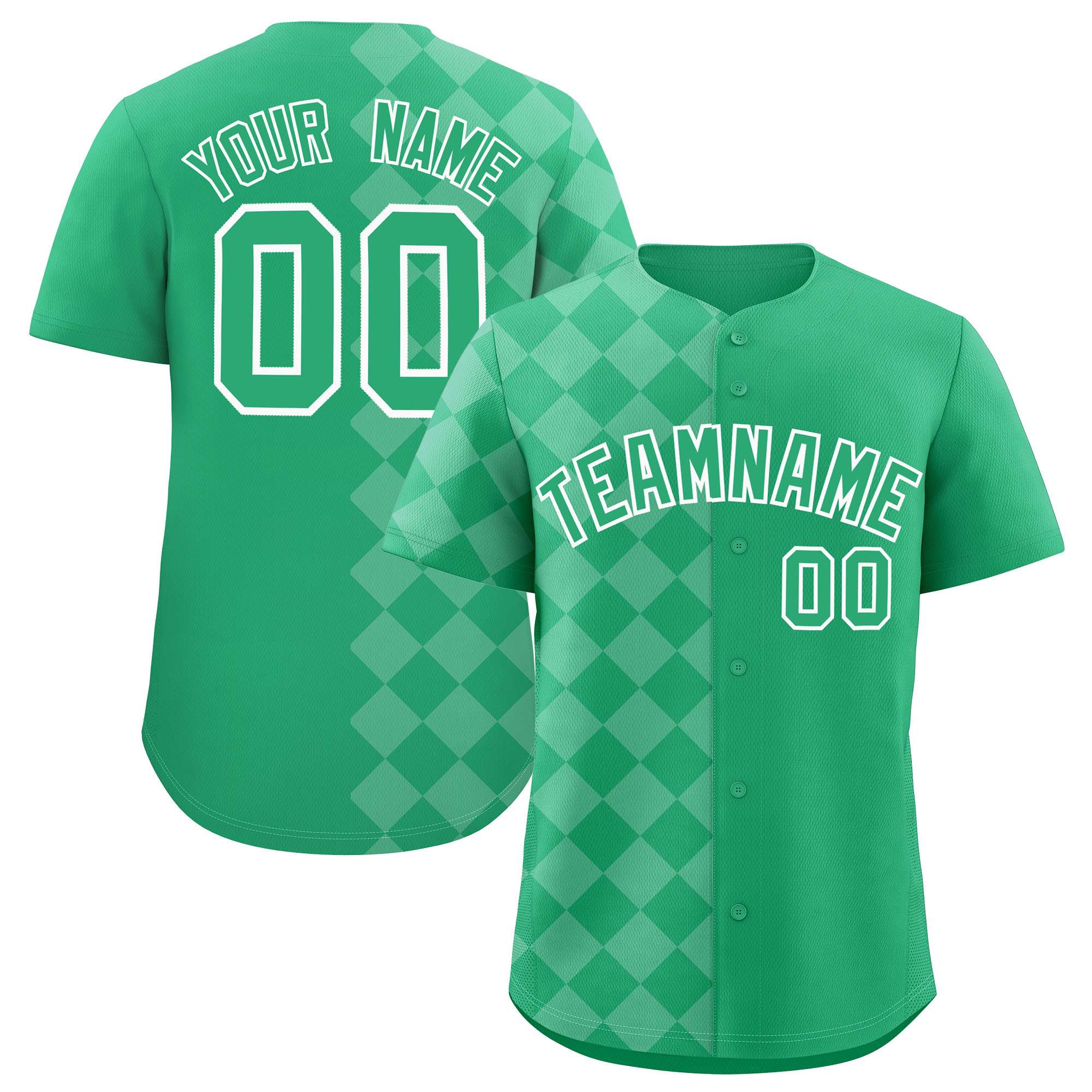 Custom Green Rhombus Design Authentic Baseball Jersey