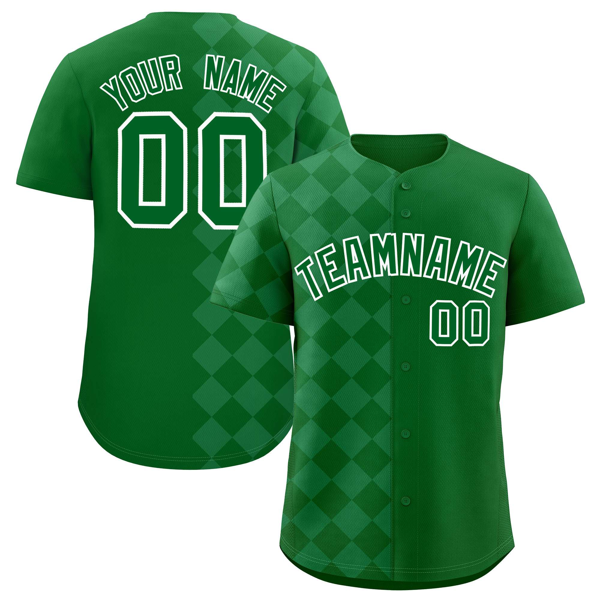 Custom Green Rhombus Design Authentic Baseball Jersey