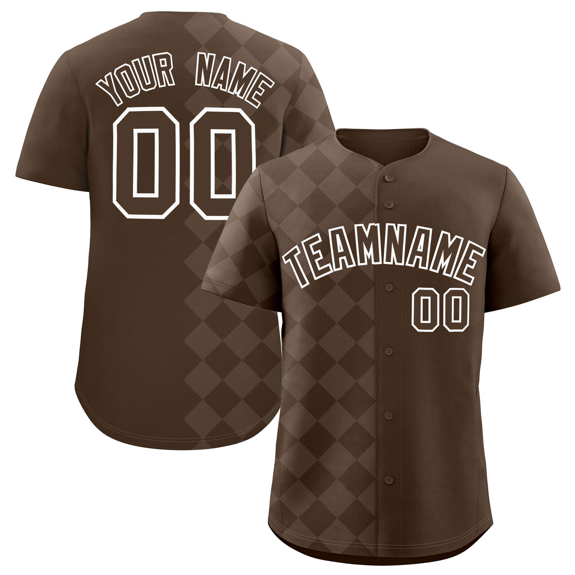 Custom Light Brown Rhombus Design Authentic Baseball Jersey