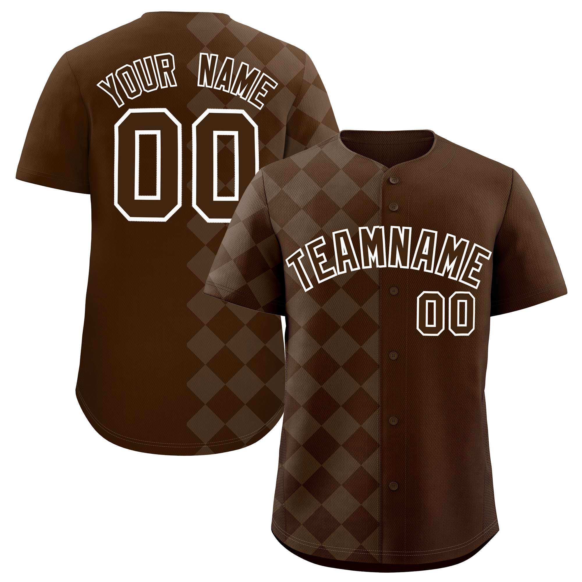 Custom Brown Rhombus Design Authentic Baseball Jersey