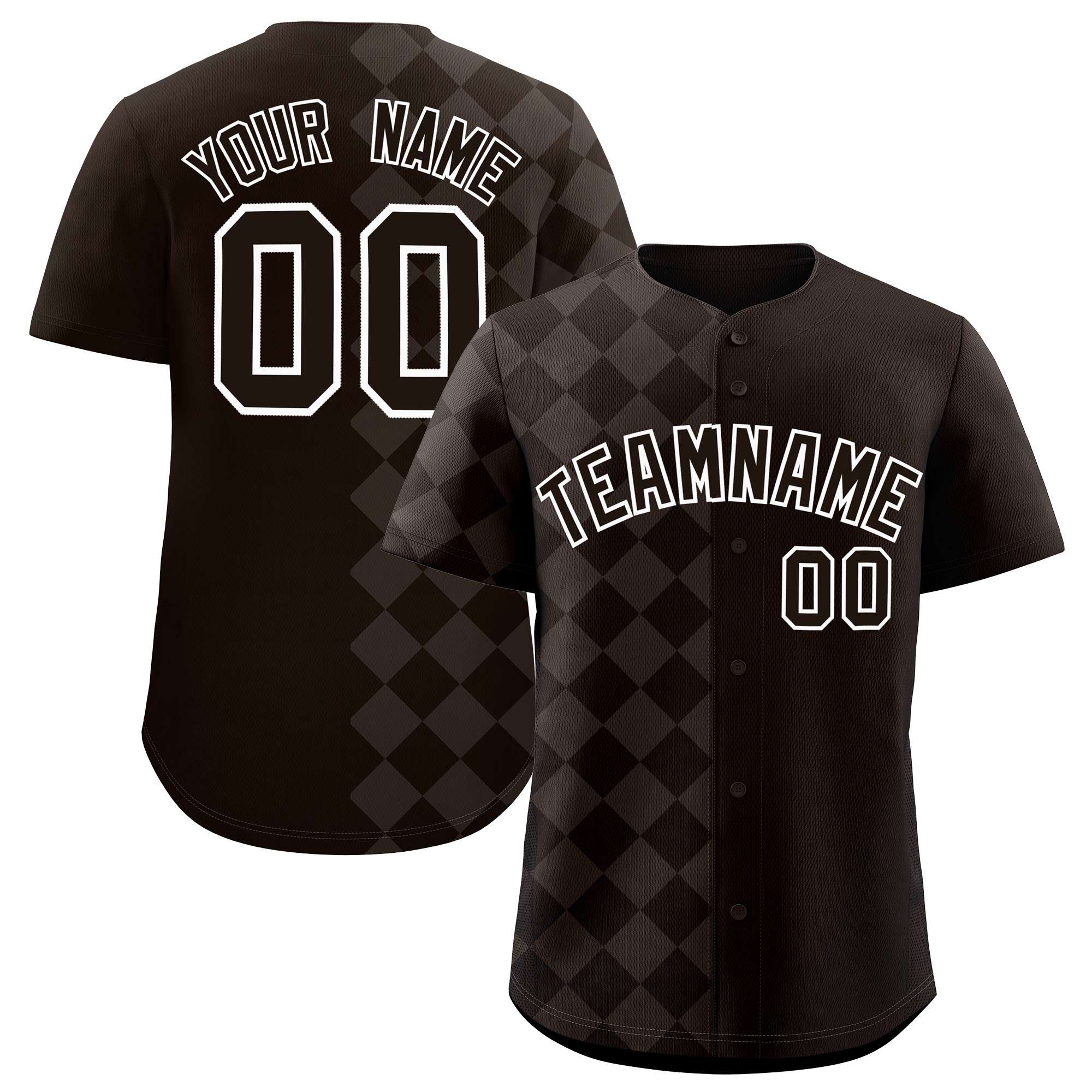 Custom Brown Rhombus Design Authentic Baseball Jersey