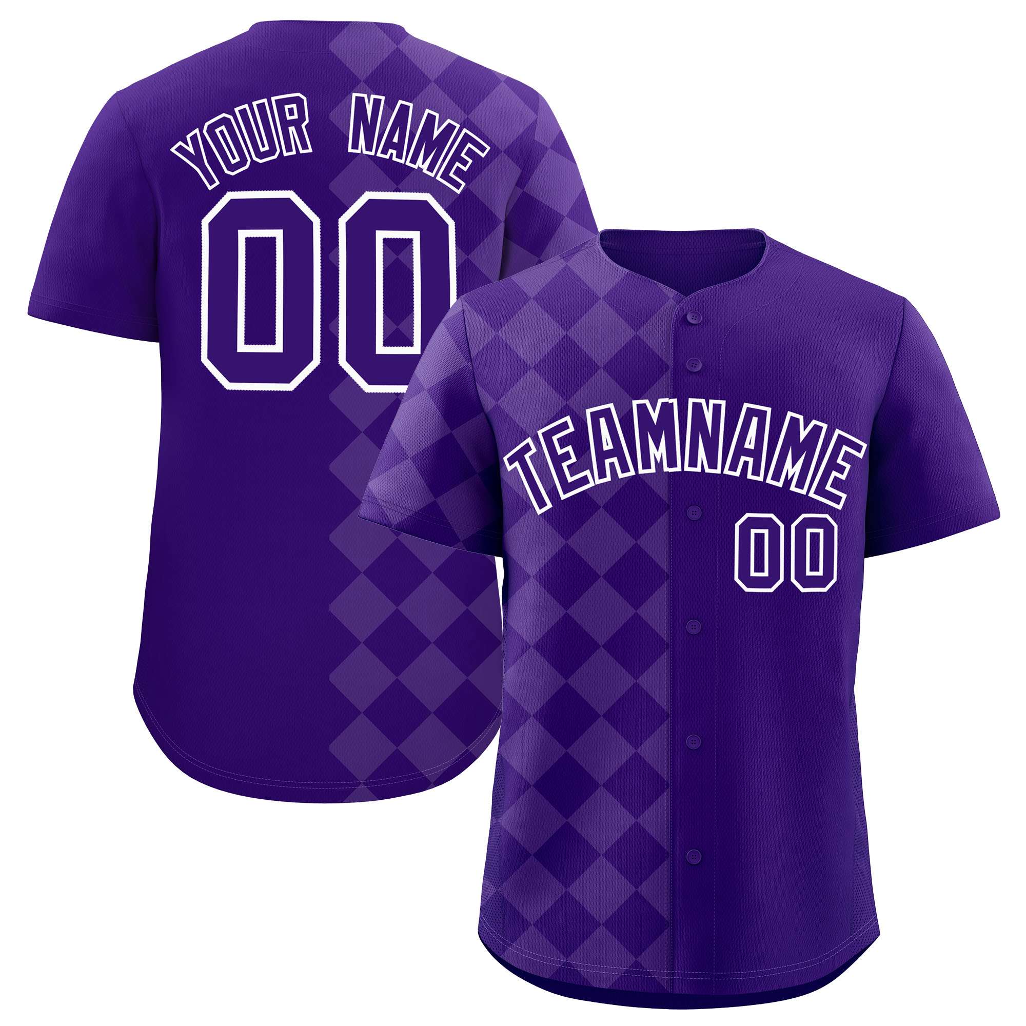 Custom Purple Rhombus Design Authentic Baseball Jersey