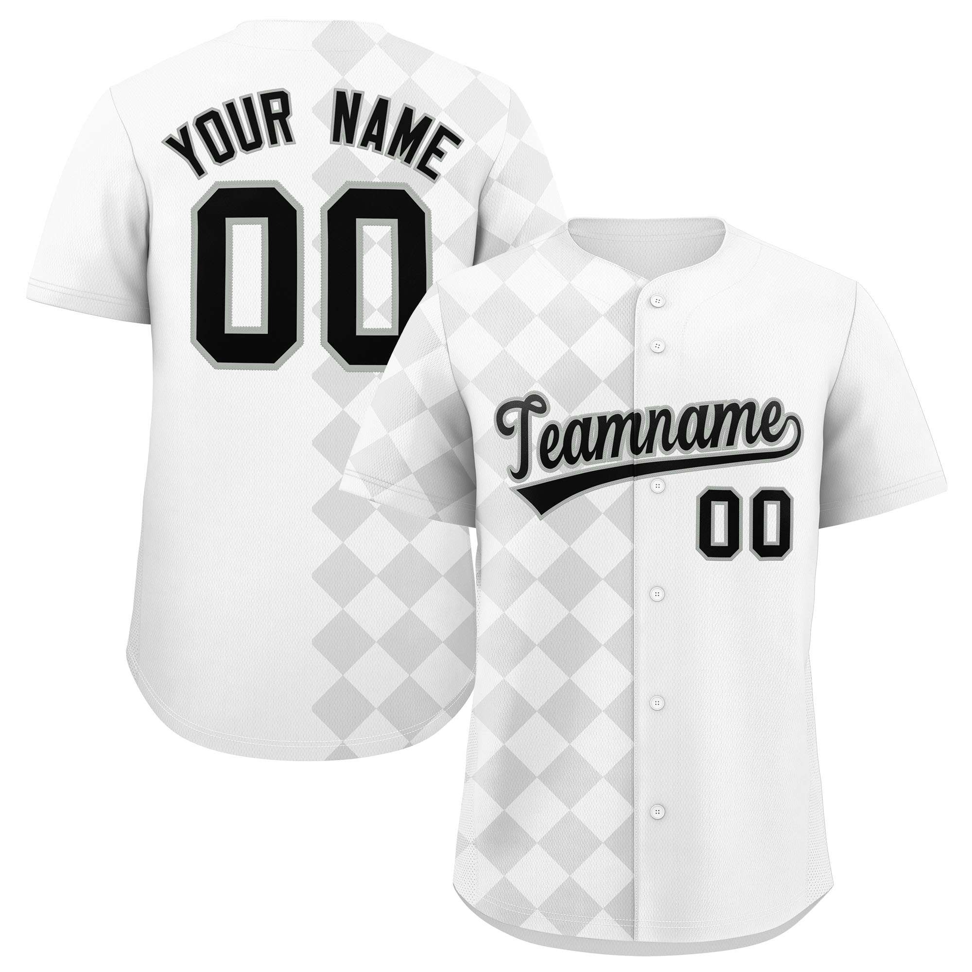 Custom White Rhombus Design Authentic Baseball Jersey