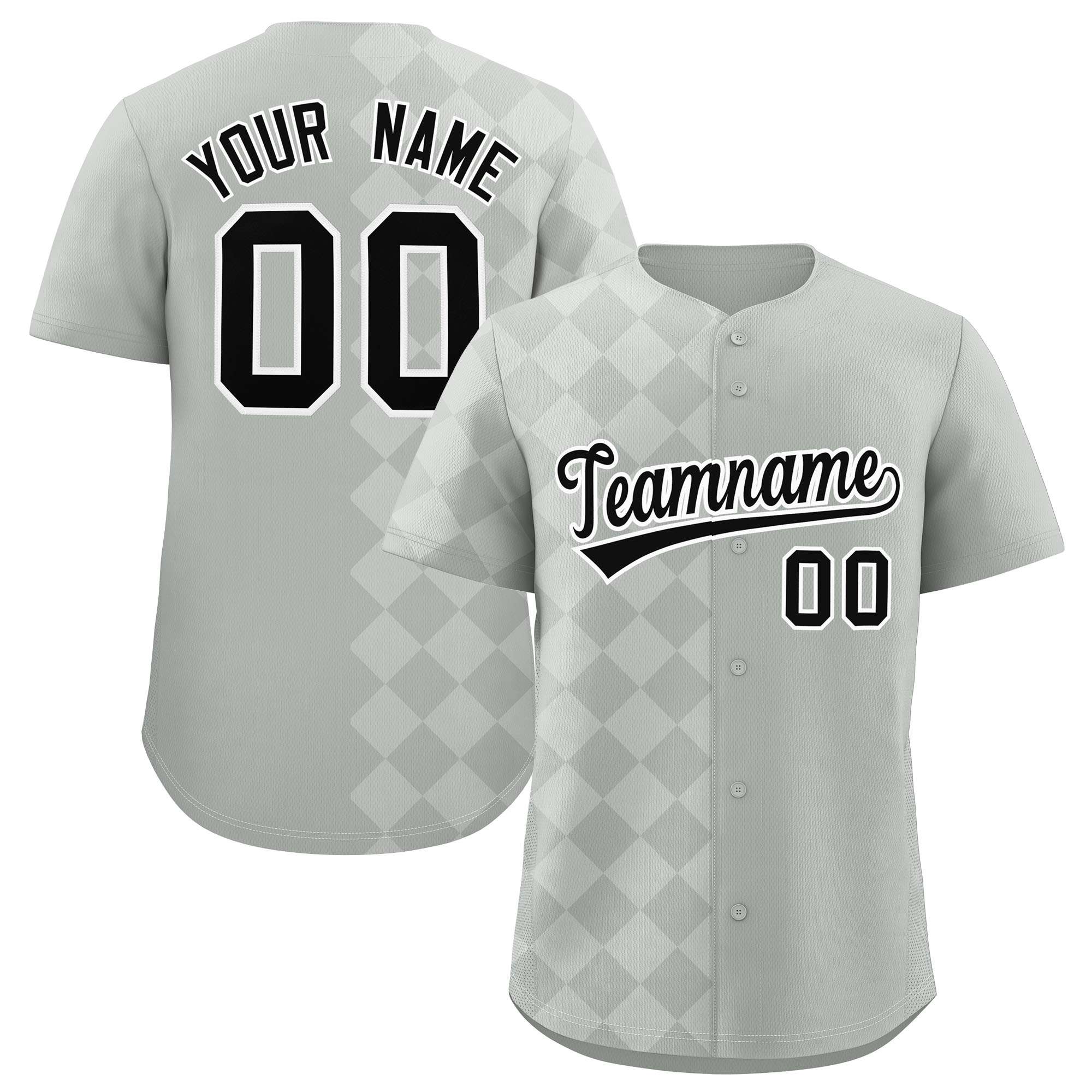 Custom Gray Rhombus Design Authentic Baseball Jersey