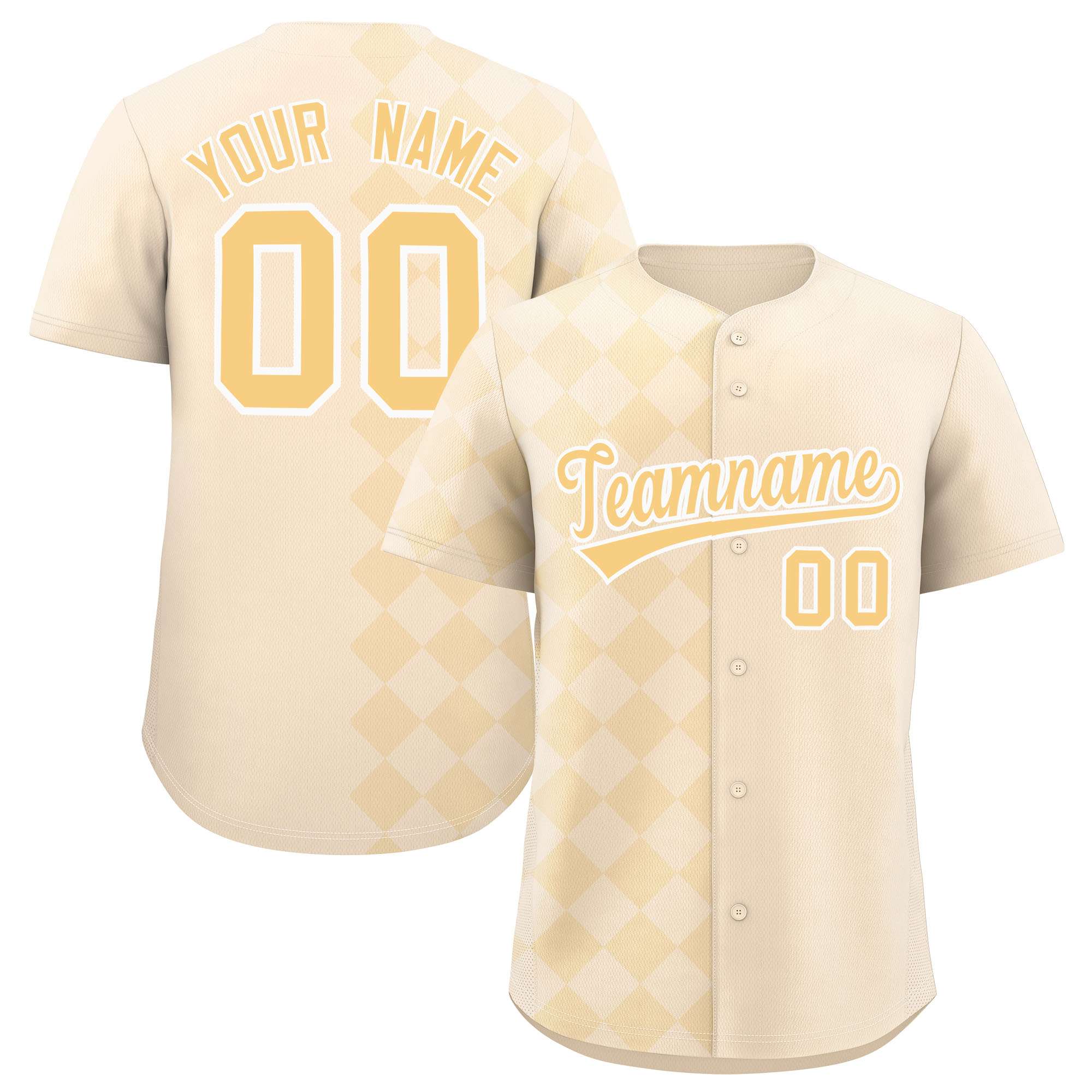 Custom Cream Rhombus Design Authentic Baseball Jersey