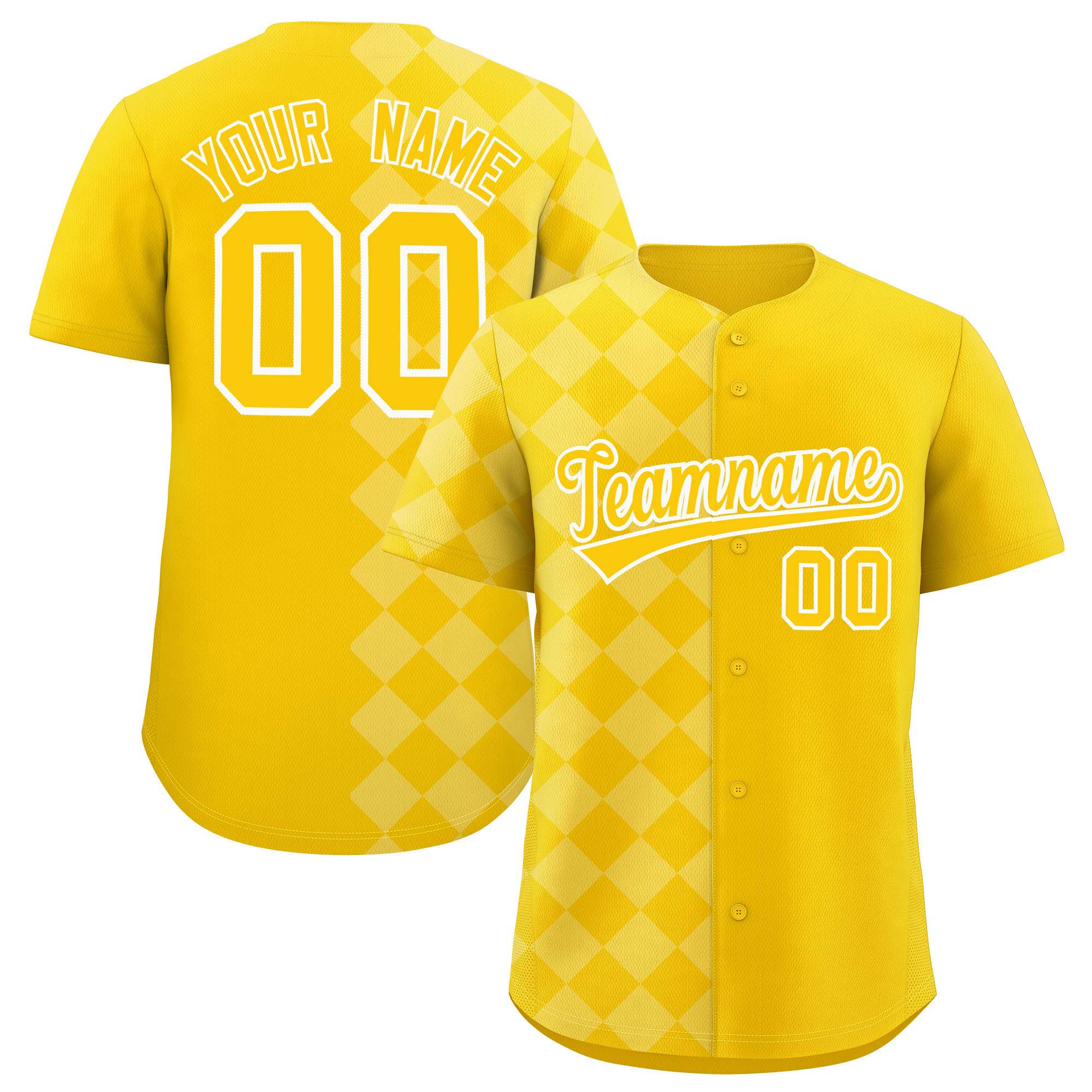 Custom Gold Rhombus Design Authentic Baseball Jersey