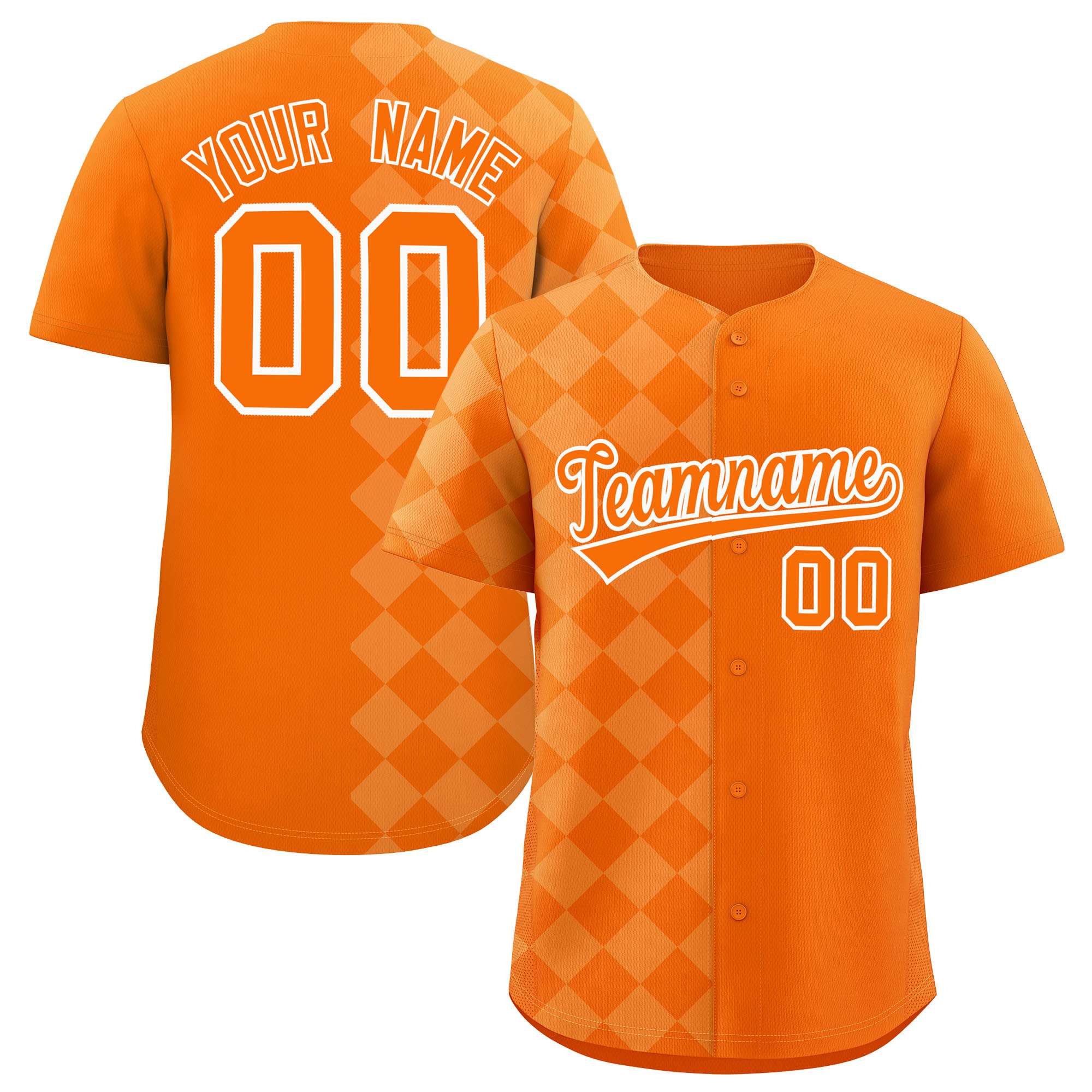 Custom Orange Rhombus Design Authentic Baseball Jersey