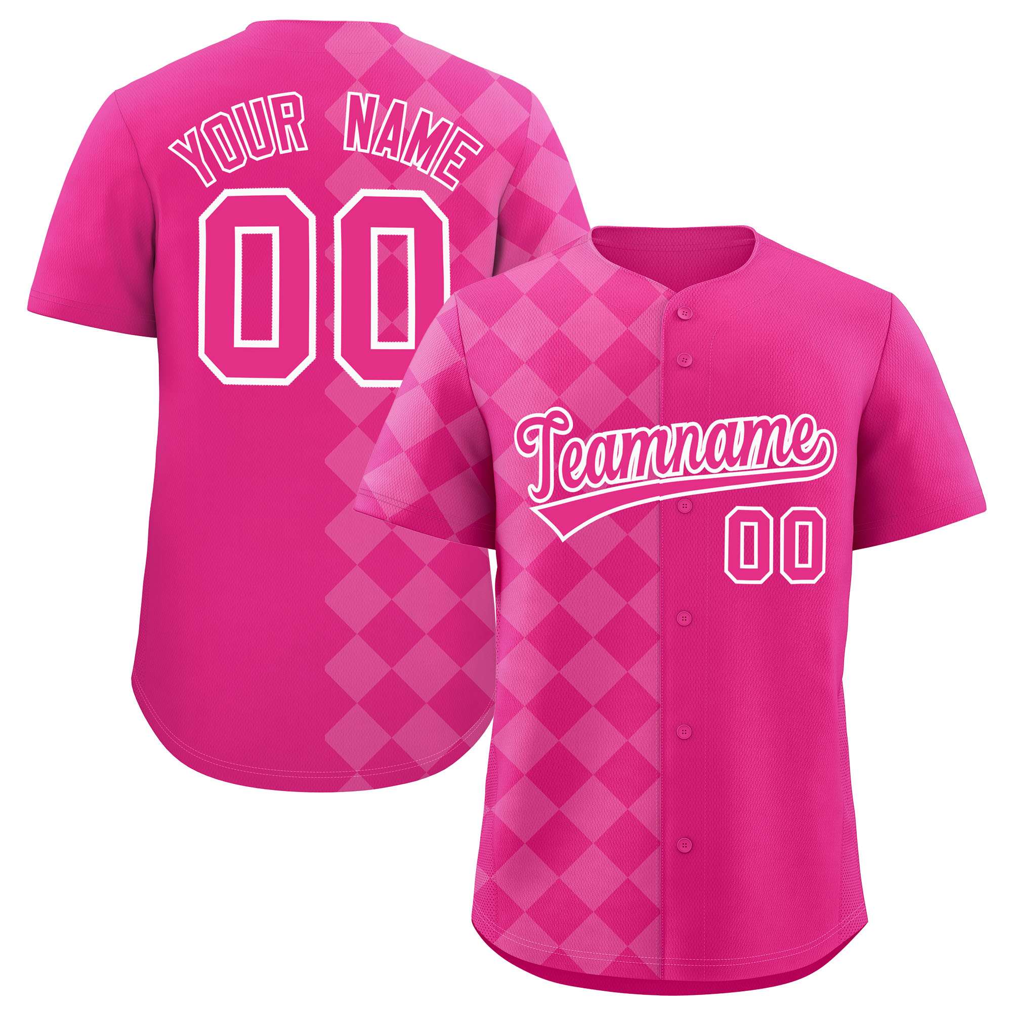 Custom Rose Red Rhombus Design Authentic Baseball Jersey