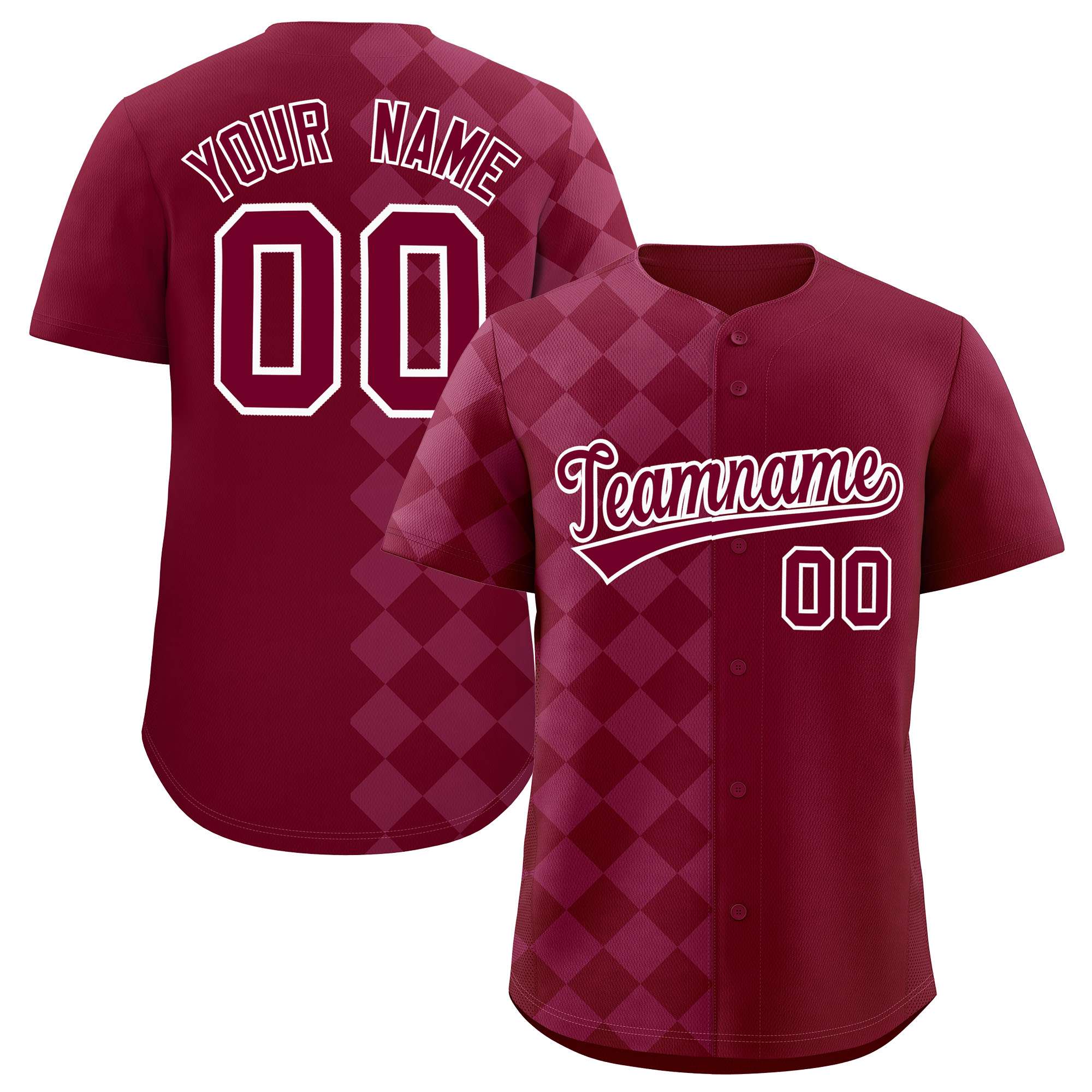 Custom Crimson Rhombus Design Authentic Baseball Jersey