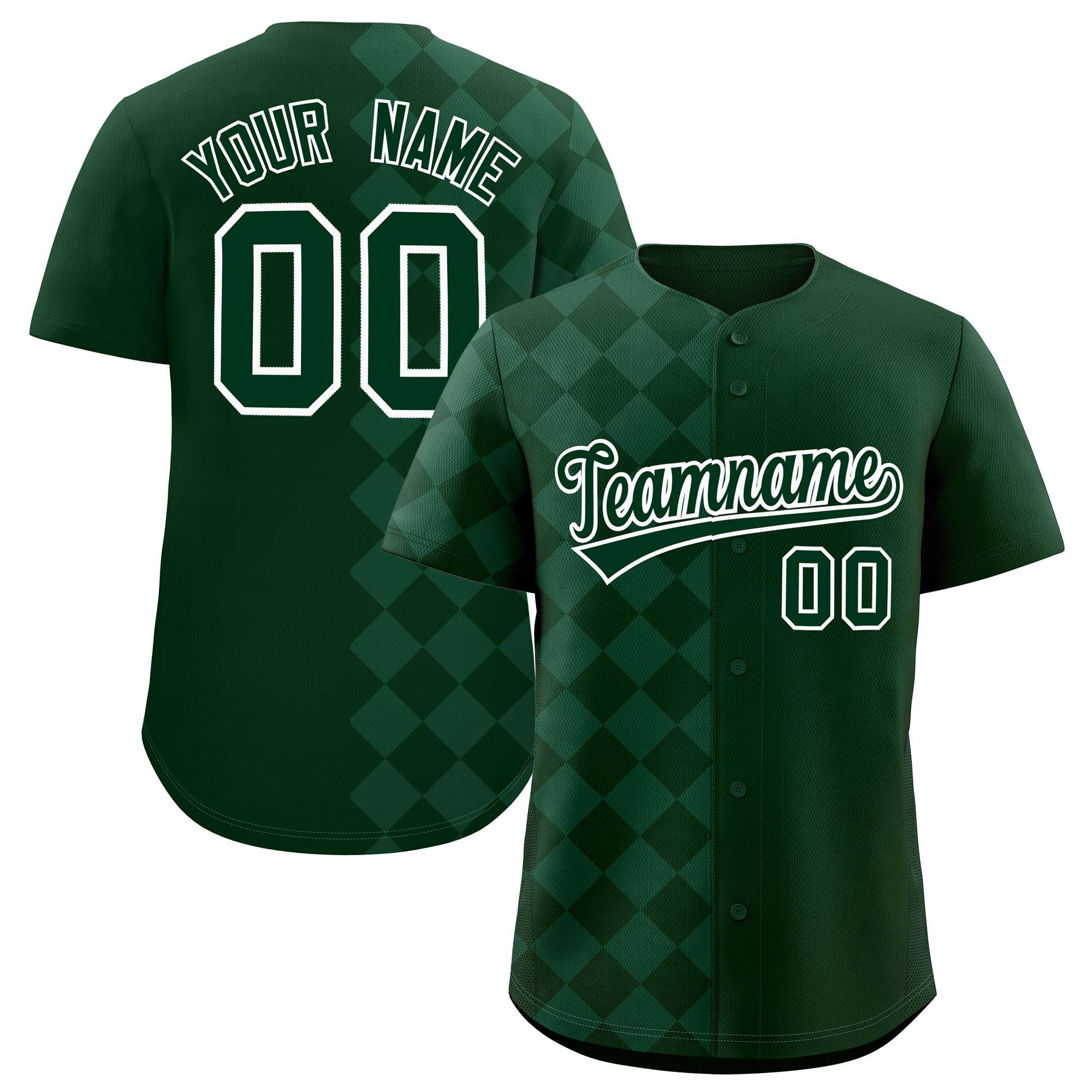 Custom Green Rhombus Design Authentic Baseball Jersey