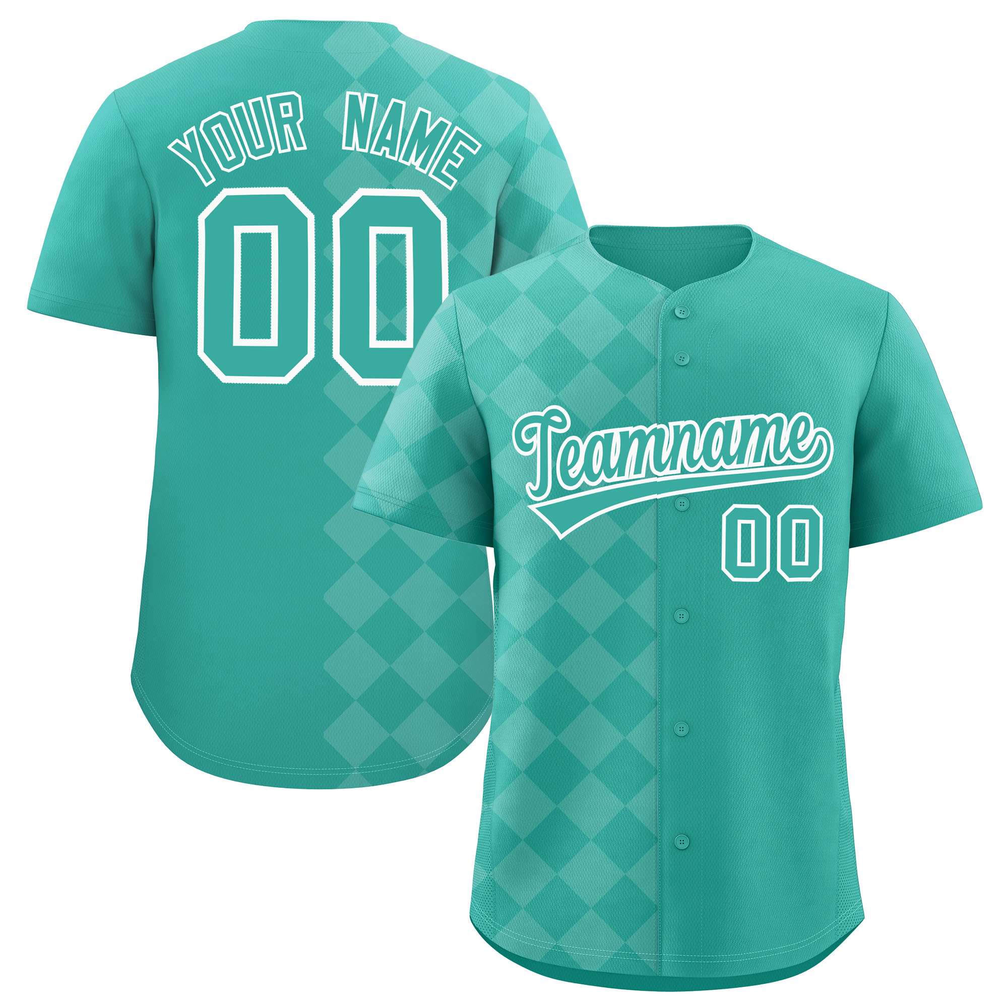 Custom Bright Green Rhombus Design Authentic Baseball Jersey