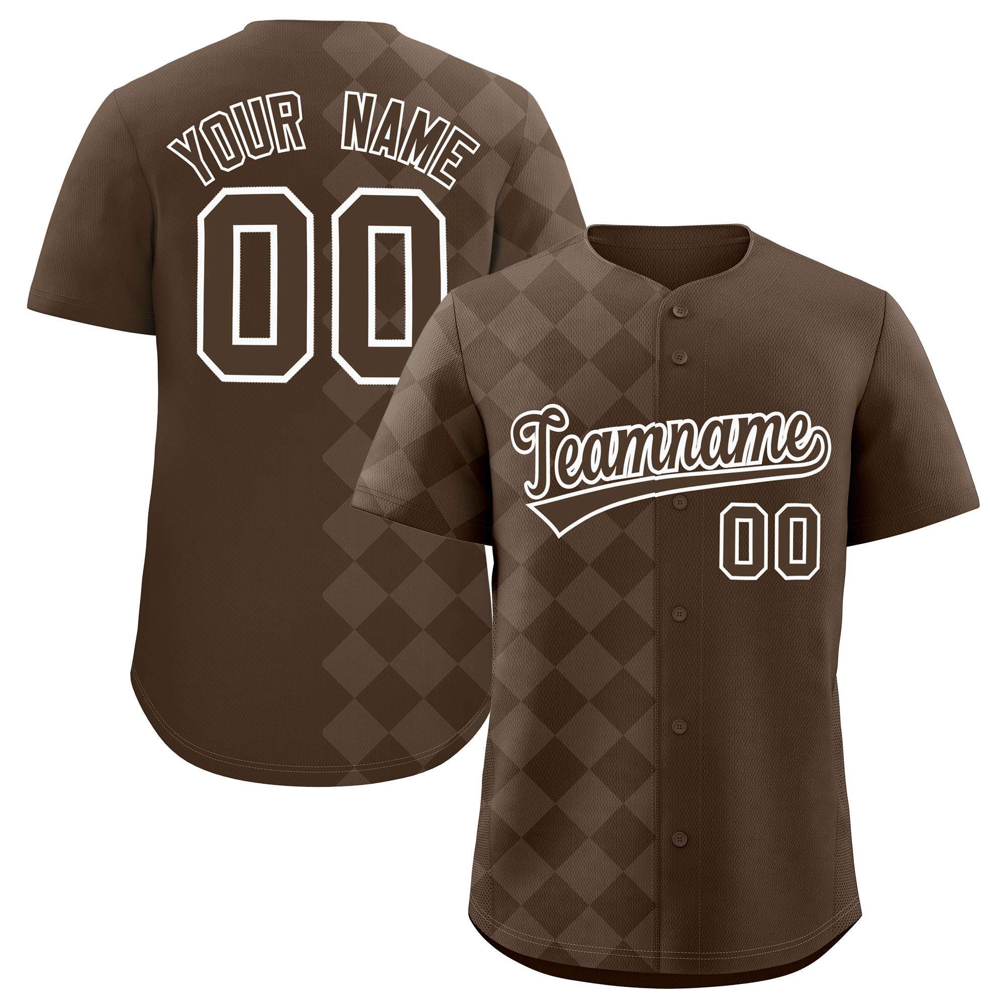 Custom Light Brown Rhombus Design Authentic Baseball Jersey