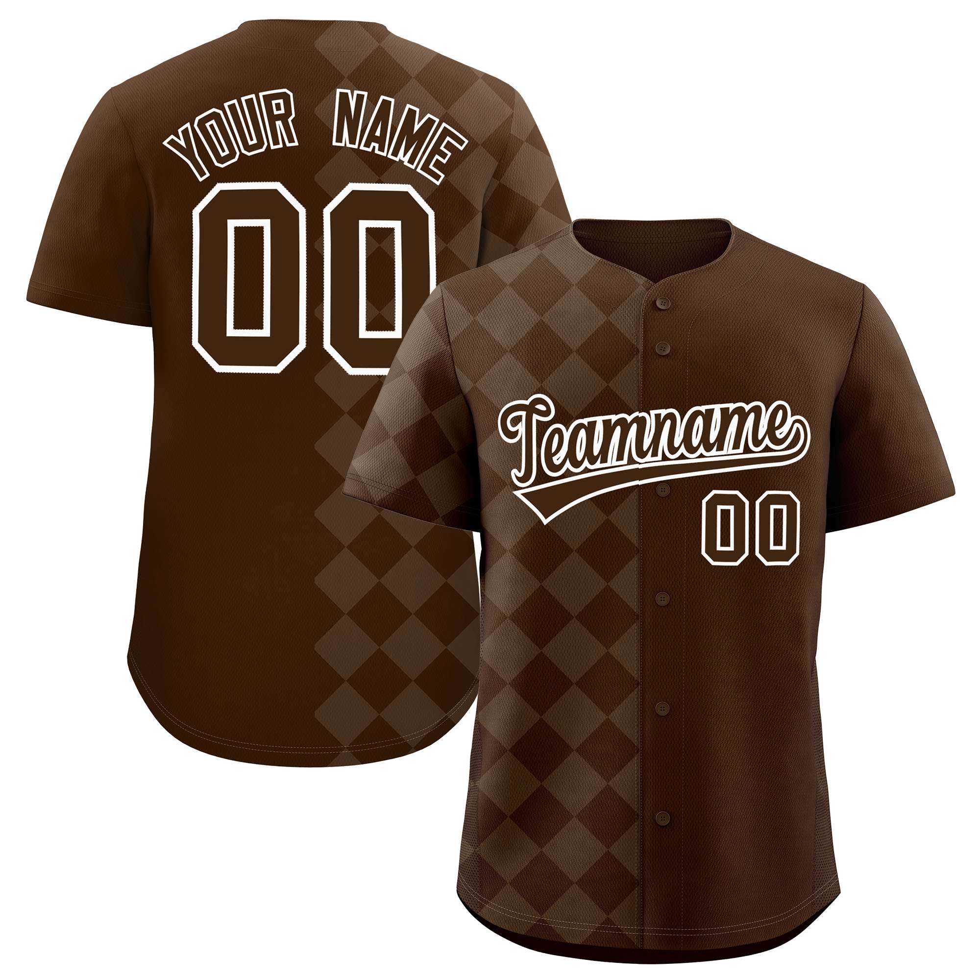 Custom Brown Rhombus Design Authentic Baseball Jersey