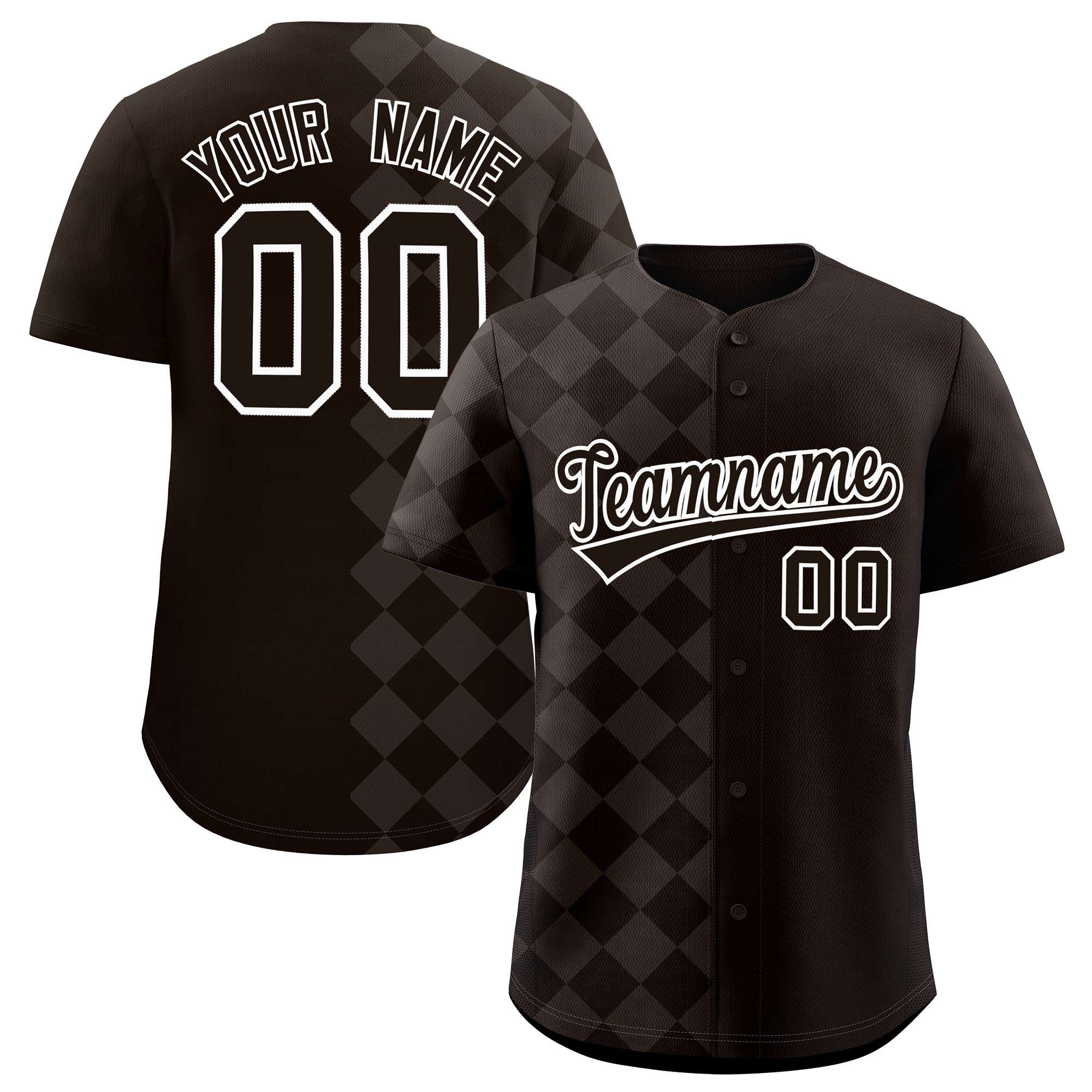 Custom Brown Rhombus Design Authentic Baseball Jersey