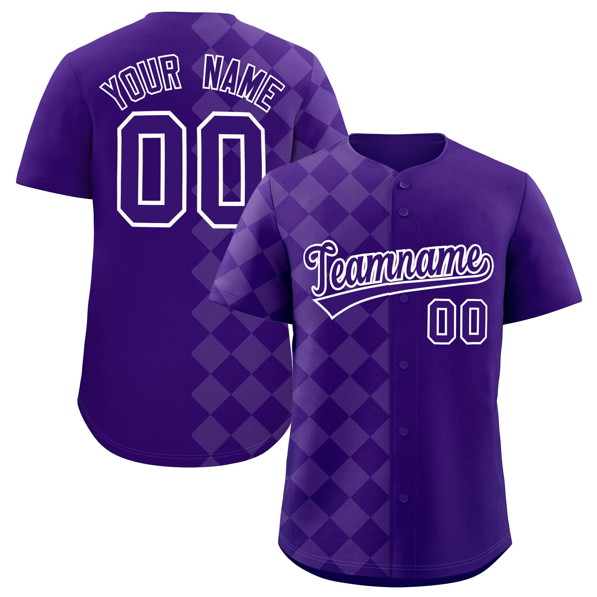 Custom Purple Rhombus Design Authentic Baseball Jersey