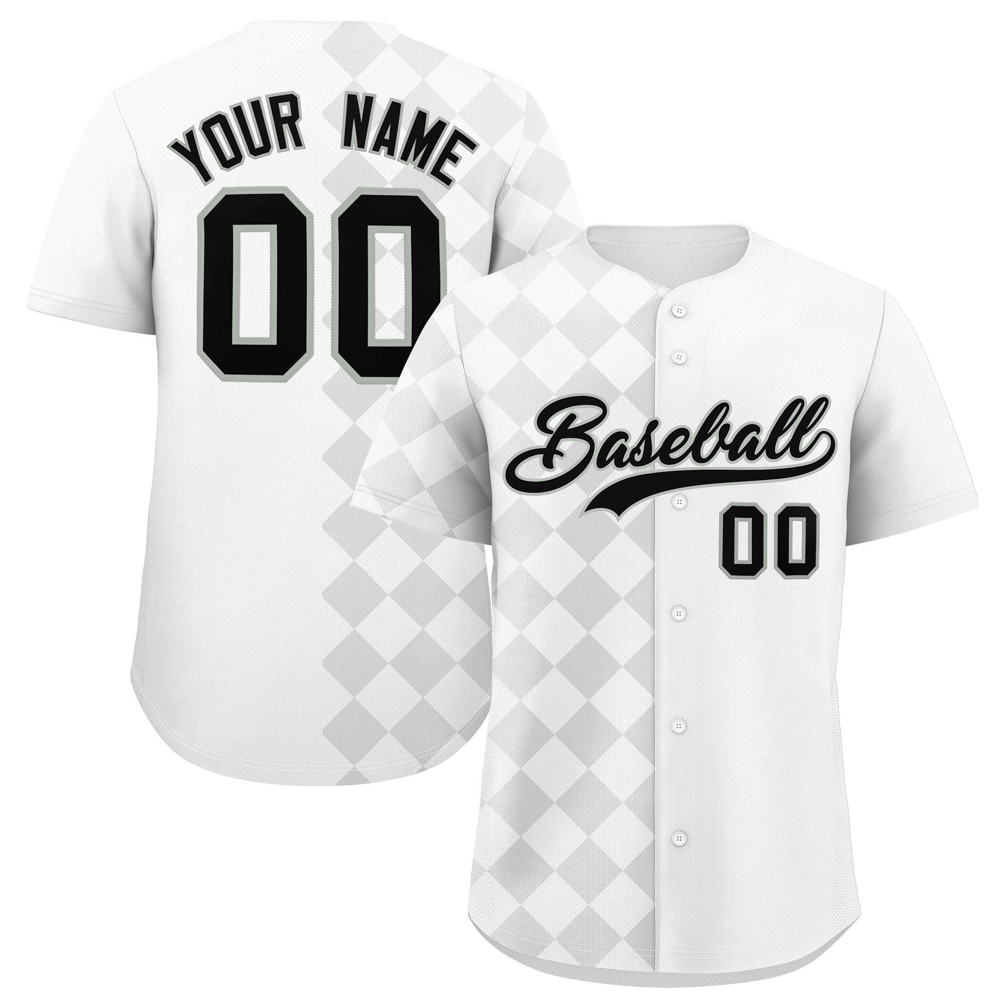 Custom White Rhombus Design Authentic Baseball Jersey