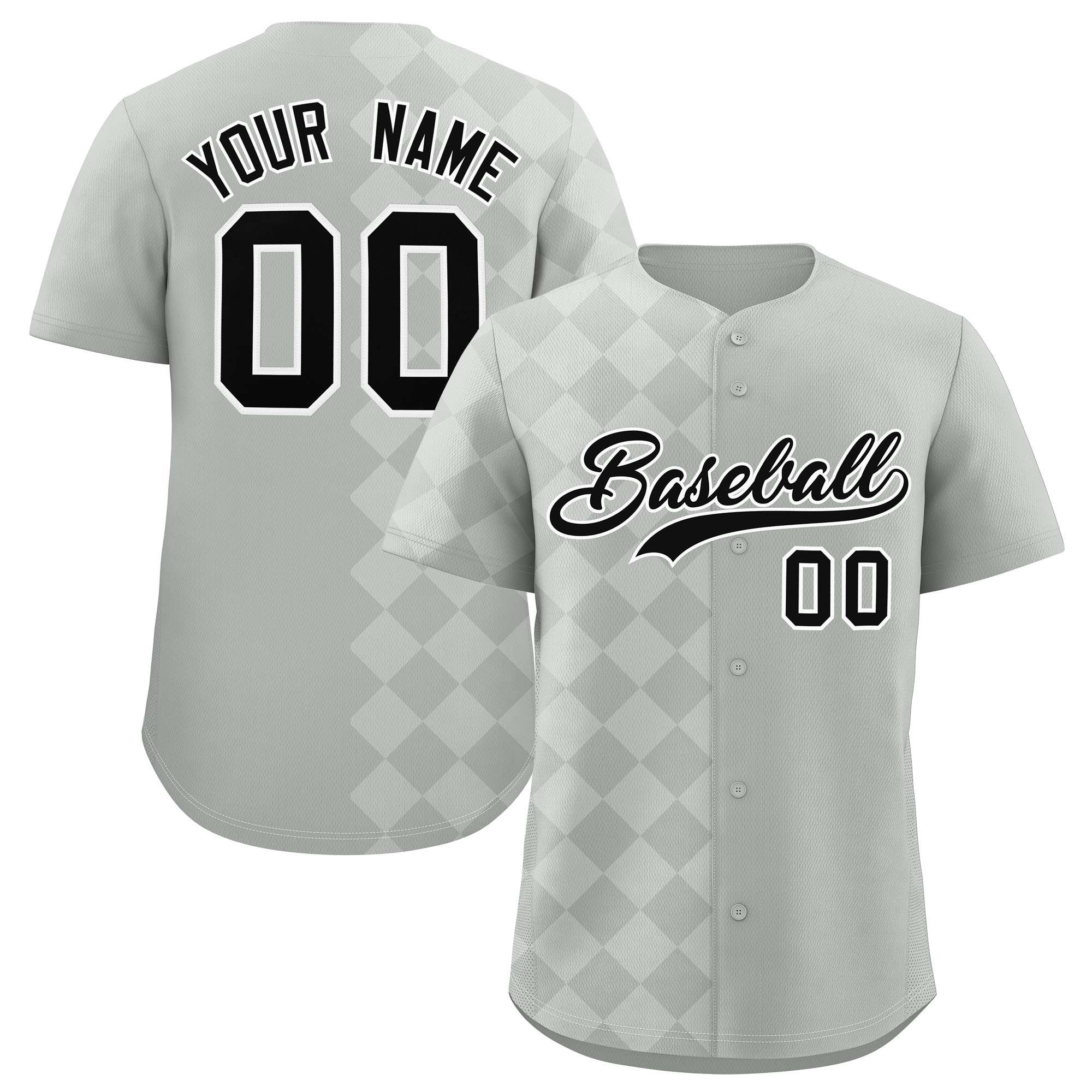 Custom Gray Rhombus Design Authentic Baseball Jersey